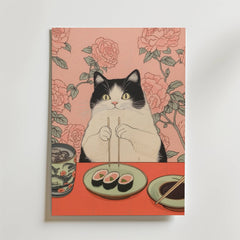 Pink Table Cat Poster