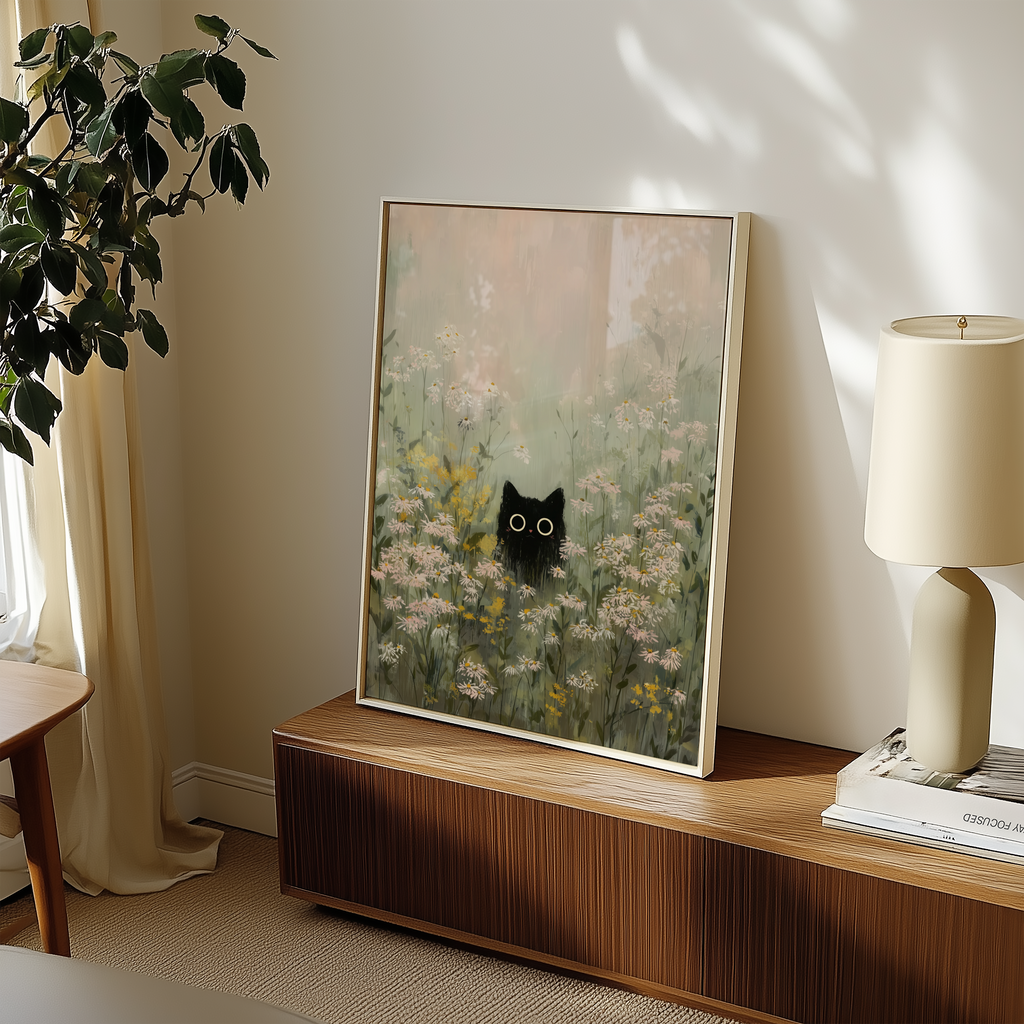 Silent Meadow Cat Poster