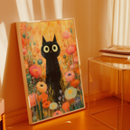 Midnight Bloom Cat Poster
