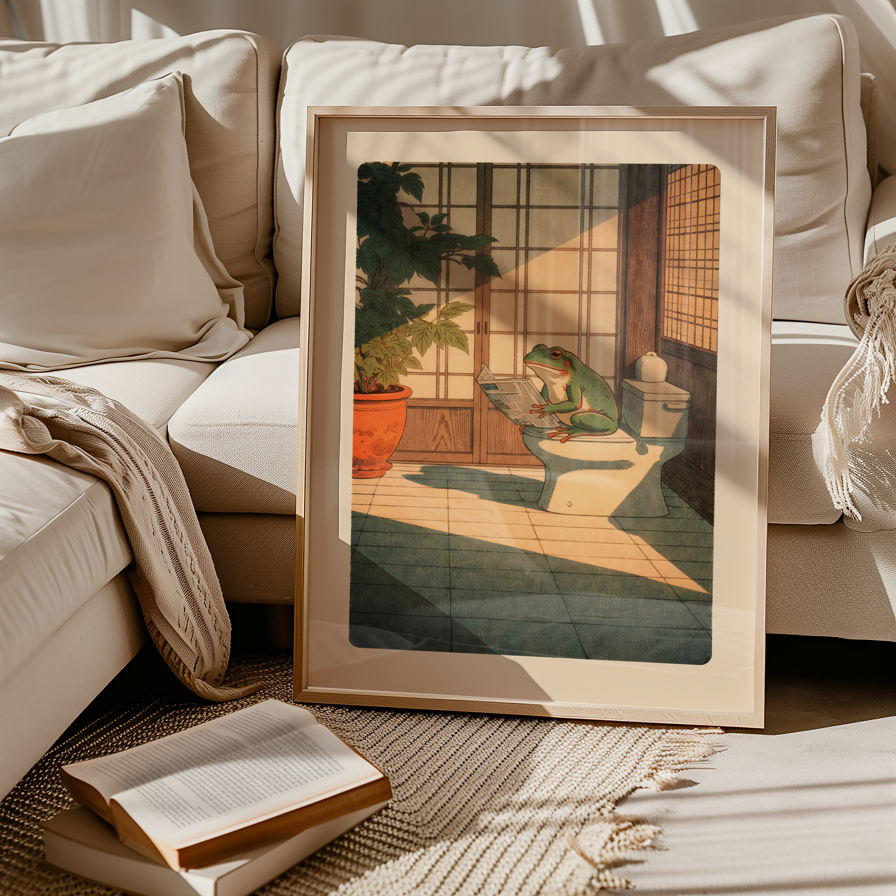 Morning Paper Frog Poster – poster på vägg inredning