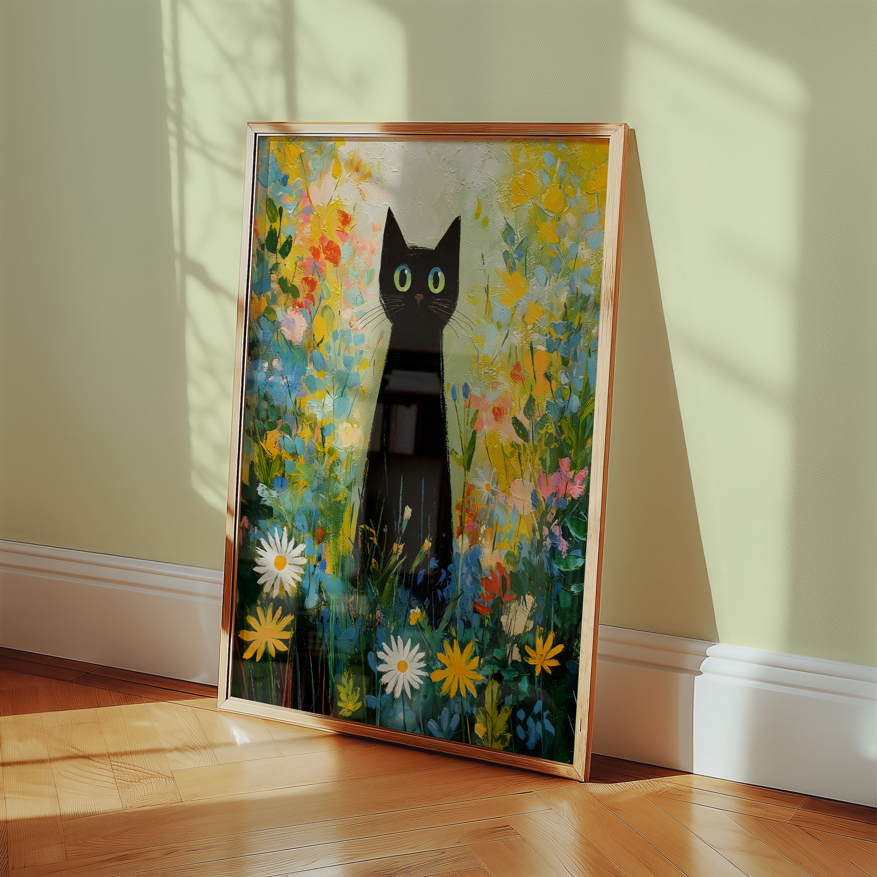 Midnight Garden Cat Poster