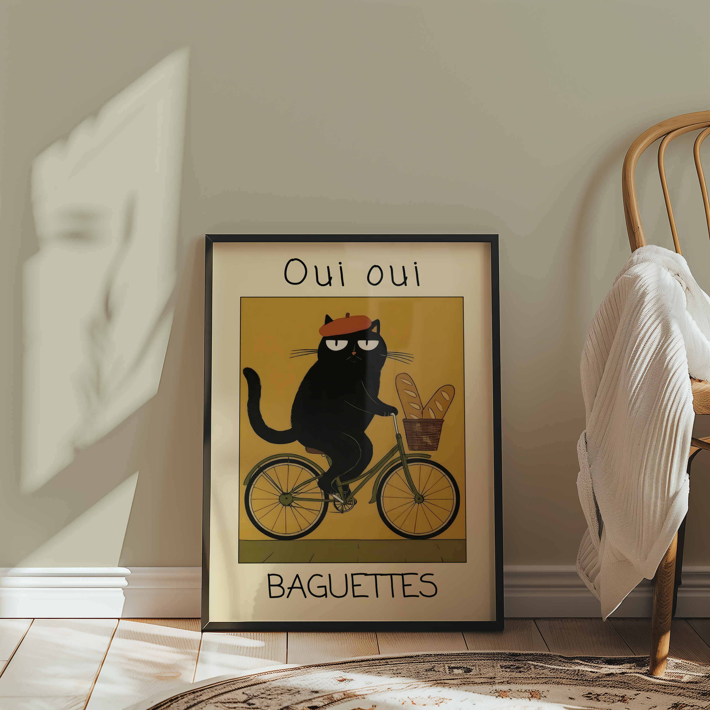 French Baguette Cat Poster
