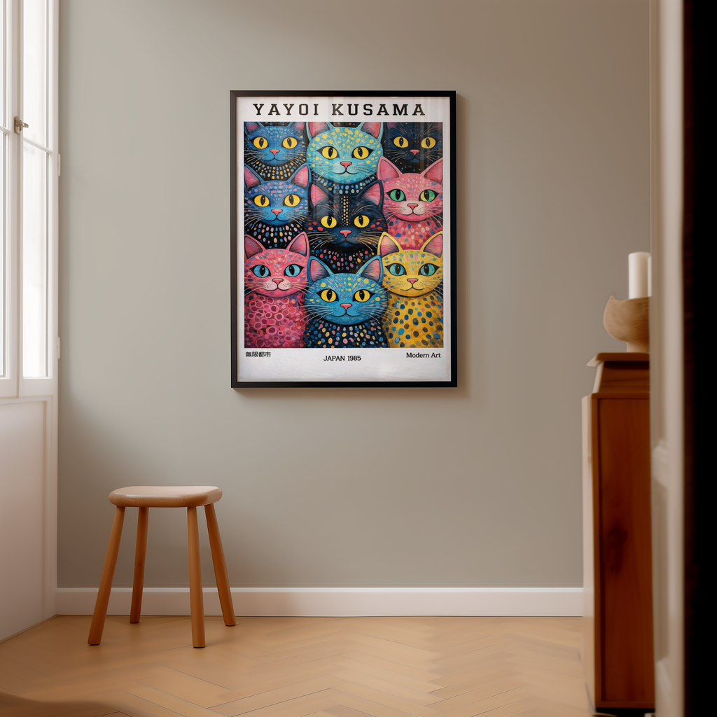 Yayoi Kusama Polka Dot Cat Parade Poster