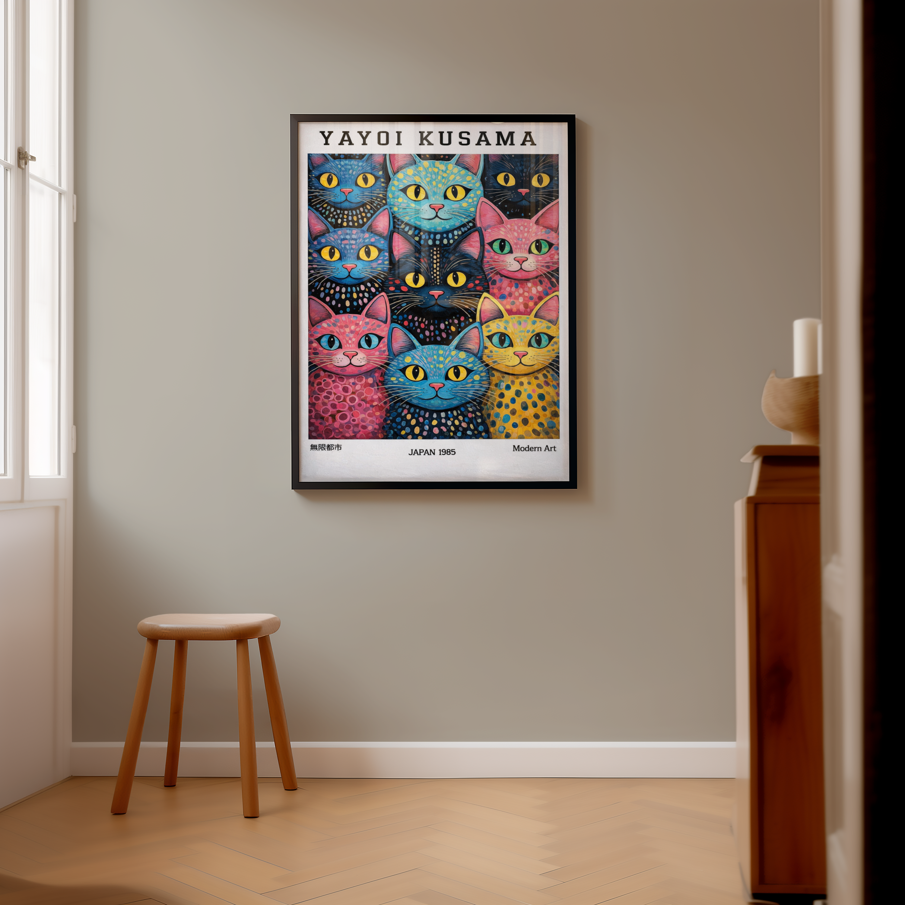 Yayoi Kusama Polka Dot Cat Parade Poster