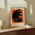 Curled Black Cat Poster