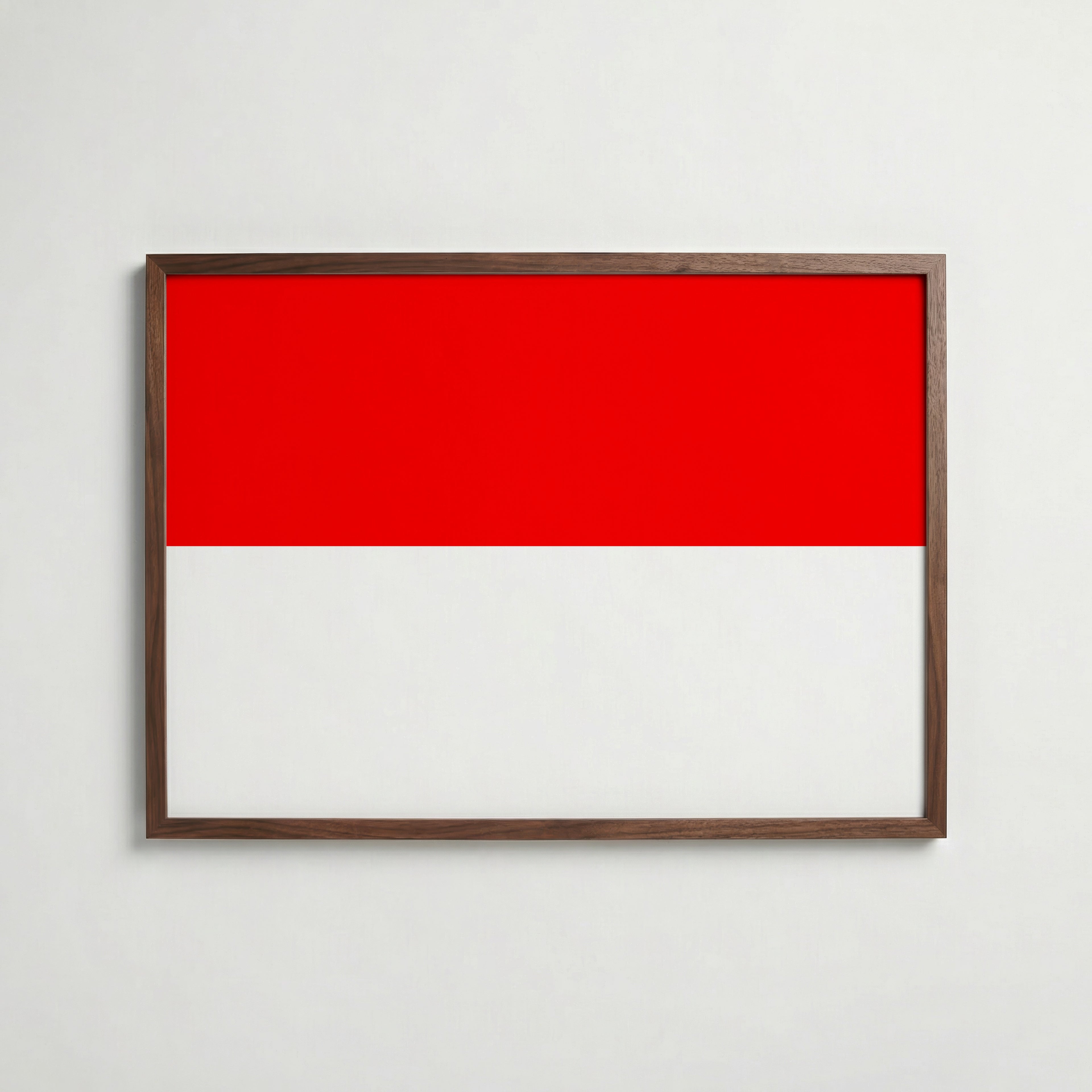 Indonesia National Flag Poster i valnötsram – varm konstaffisch för hemmet från Bozetto