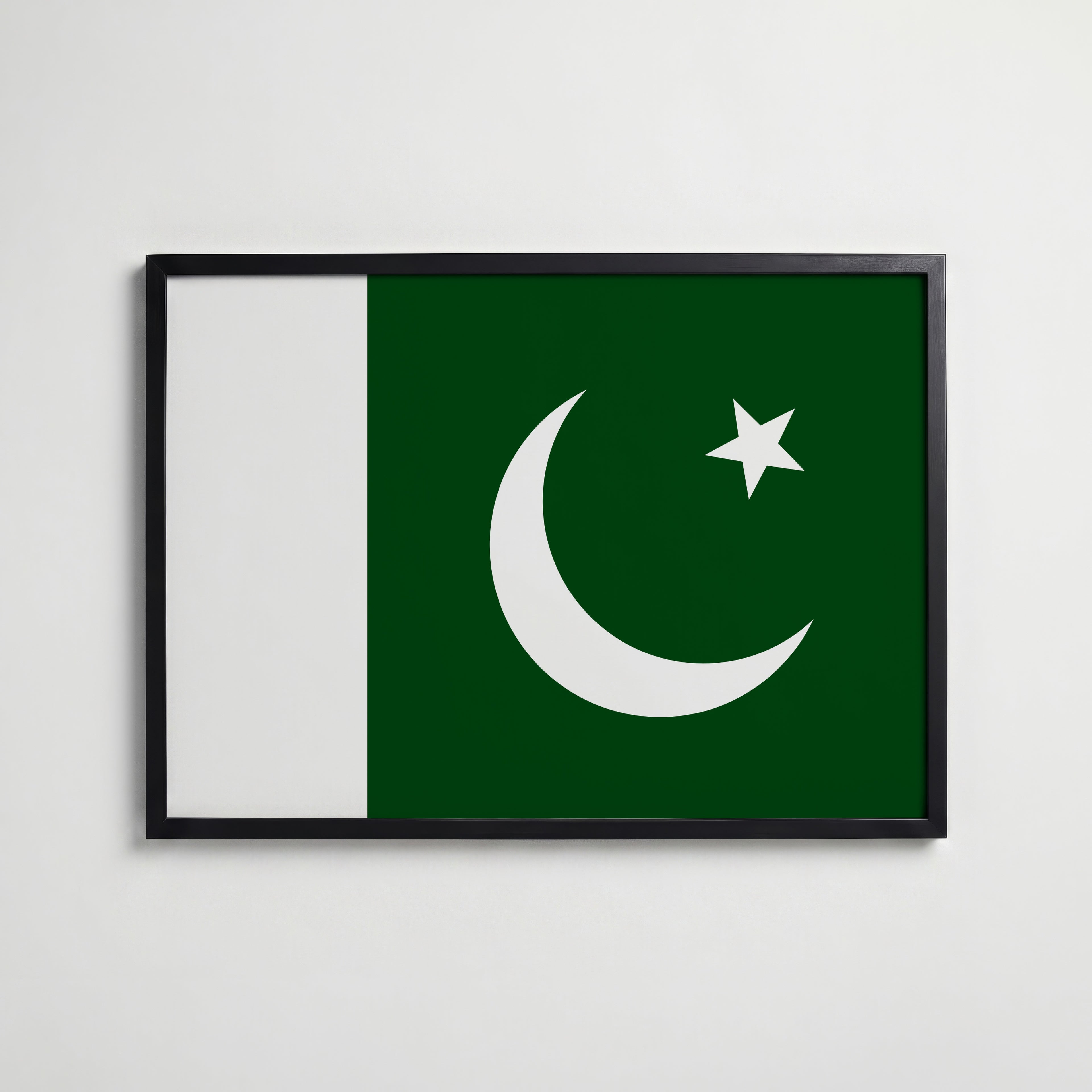Pakistan National Flag Poster i svart ram – stilren konsttryck som väggdekor från Bozetto