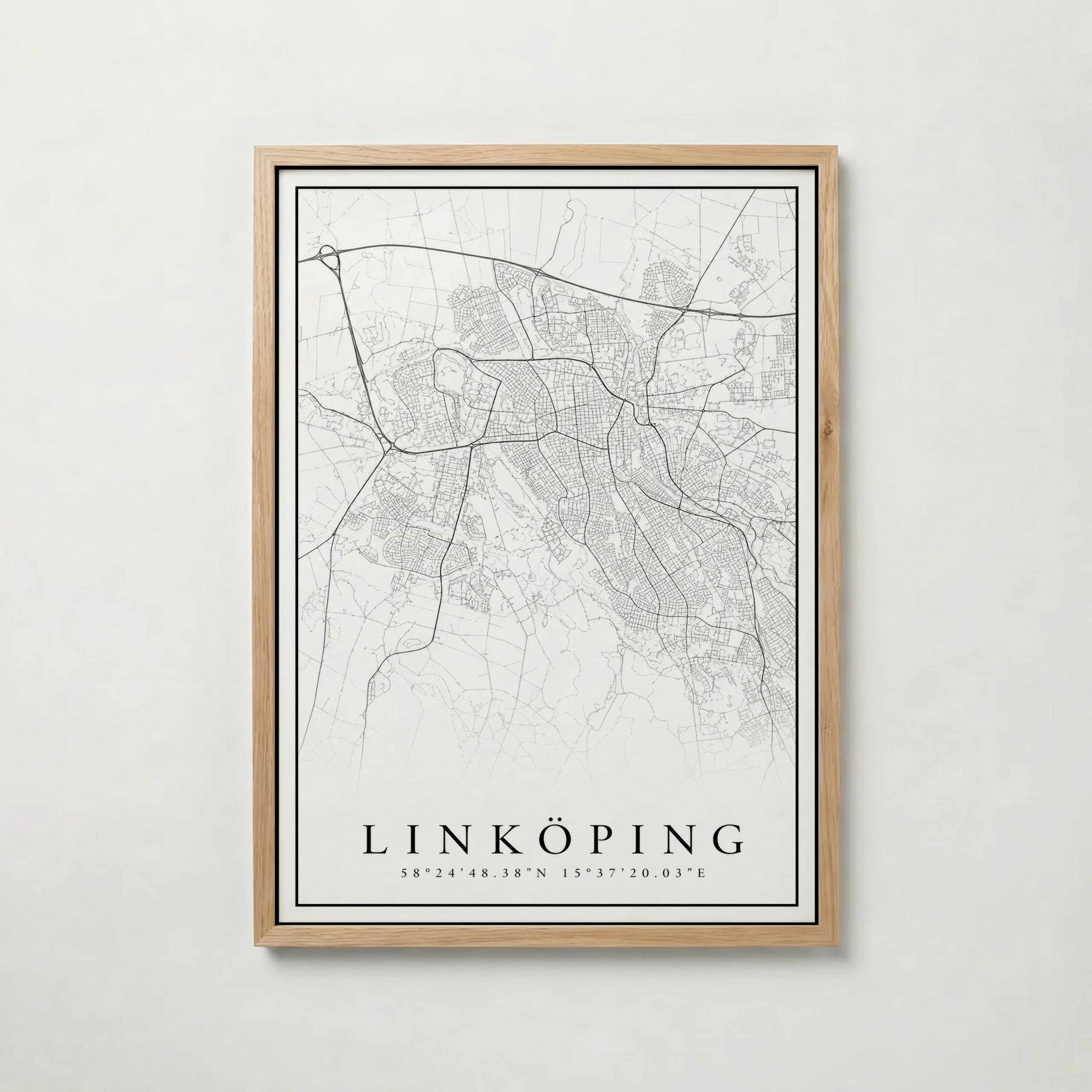 Linköping Karta poster i olika storlekar – köp enkelt hos Bozetto i hög kvalitet