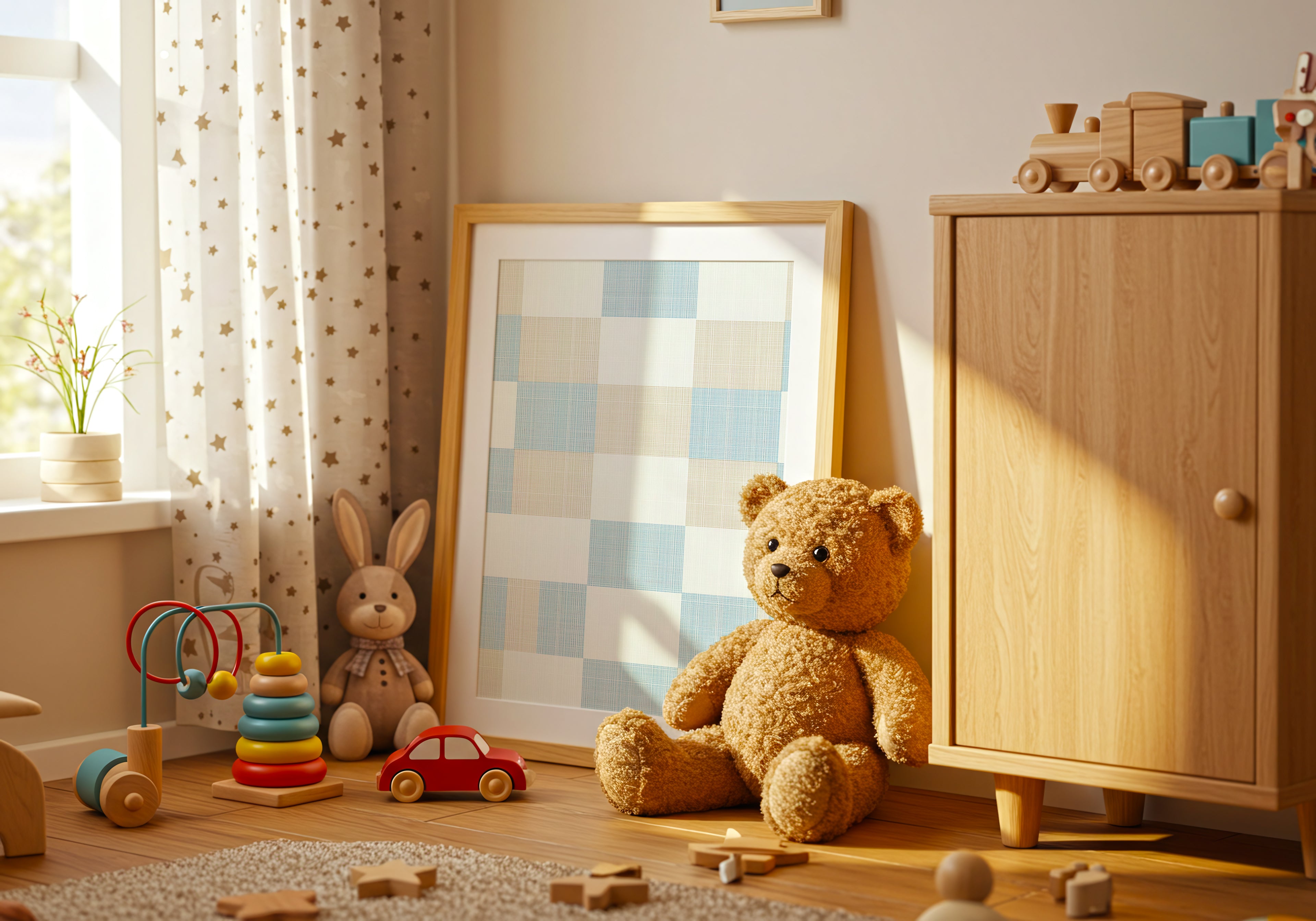 Soft Blue Check Poster