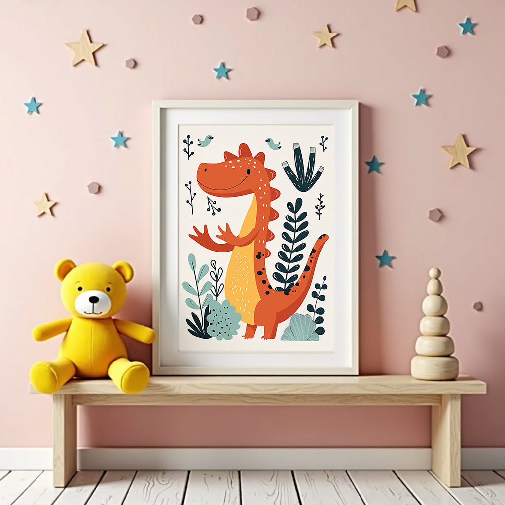 Friendly Dino Poster – poster på vägg inredning