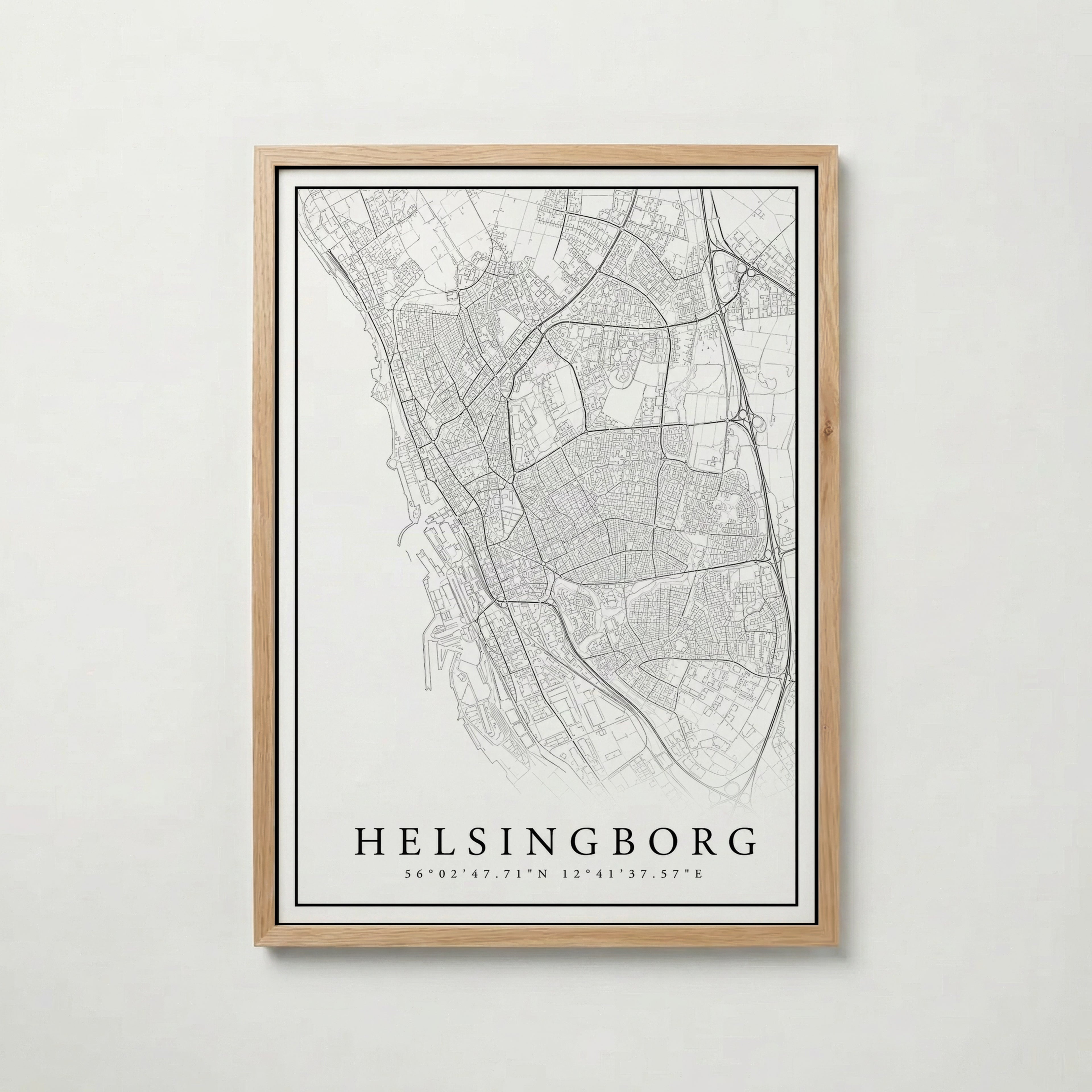 Helsingborg Karta poster i olika storlekar – köp enkelt hos Bozetto i hög kvalitet