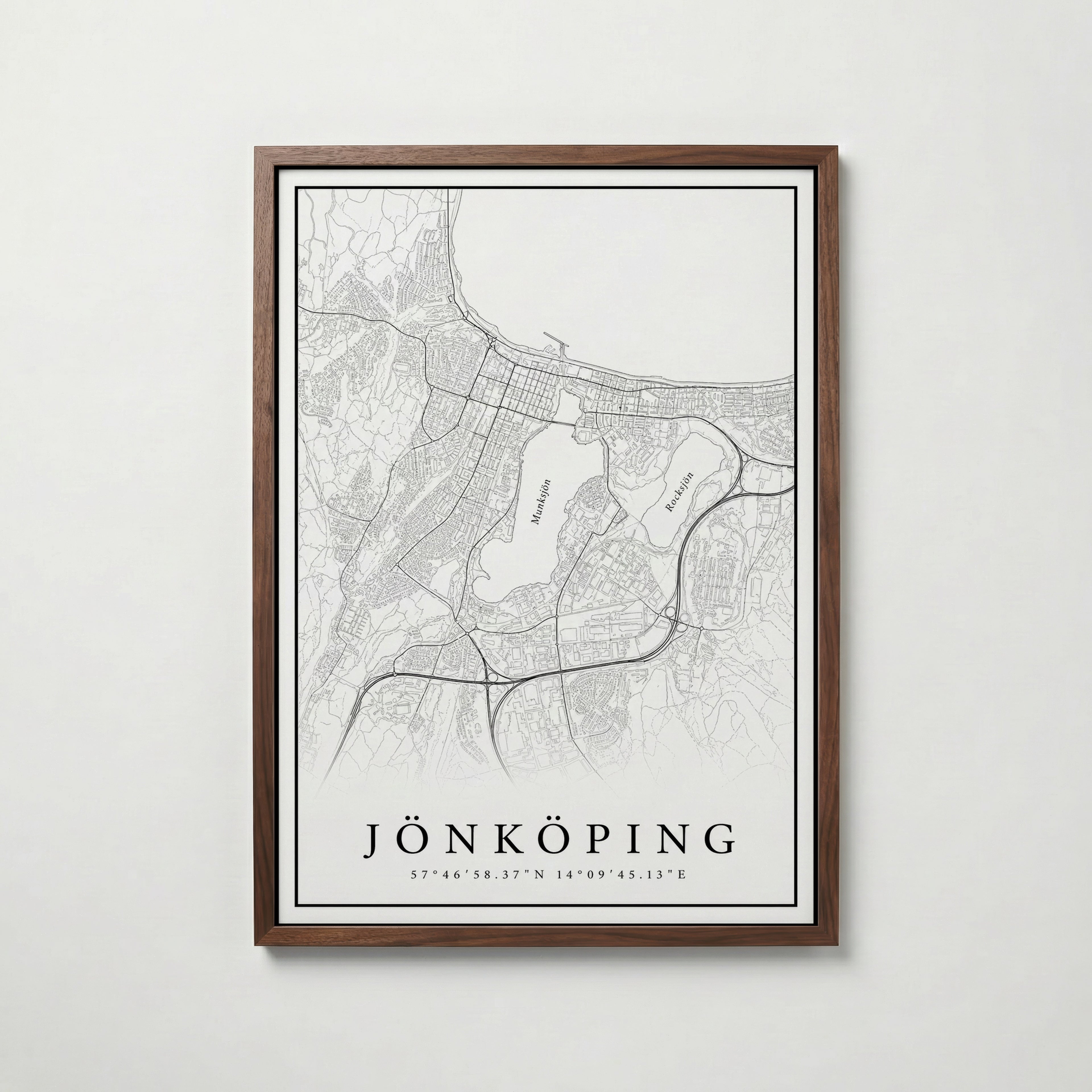 Jönköping Karta poster i flera storlekar – jämför mått och välj rätt hos Bozetto
