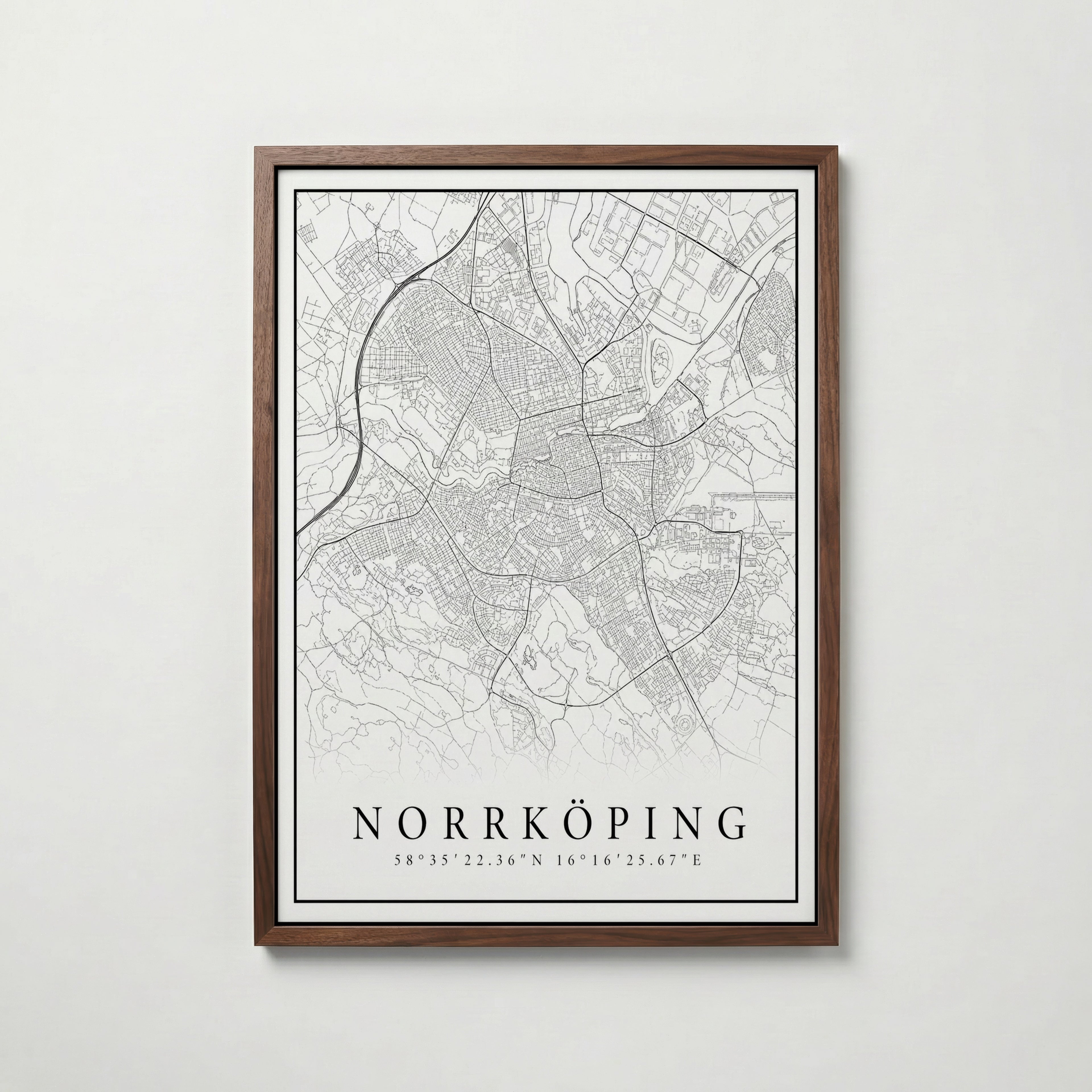 Norrköping Karta poster i flera storlekar – jämför mått och välj rätt hos Bozetto