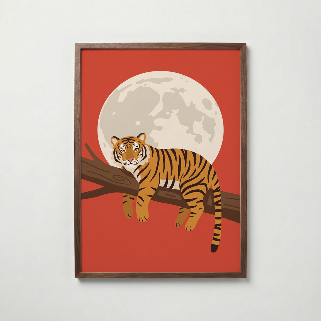 Lazy Tiger Poster – valnötsram