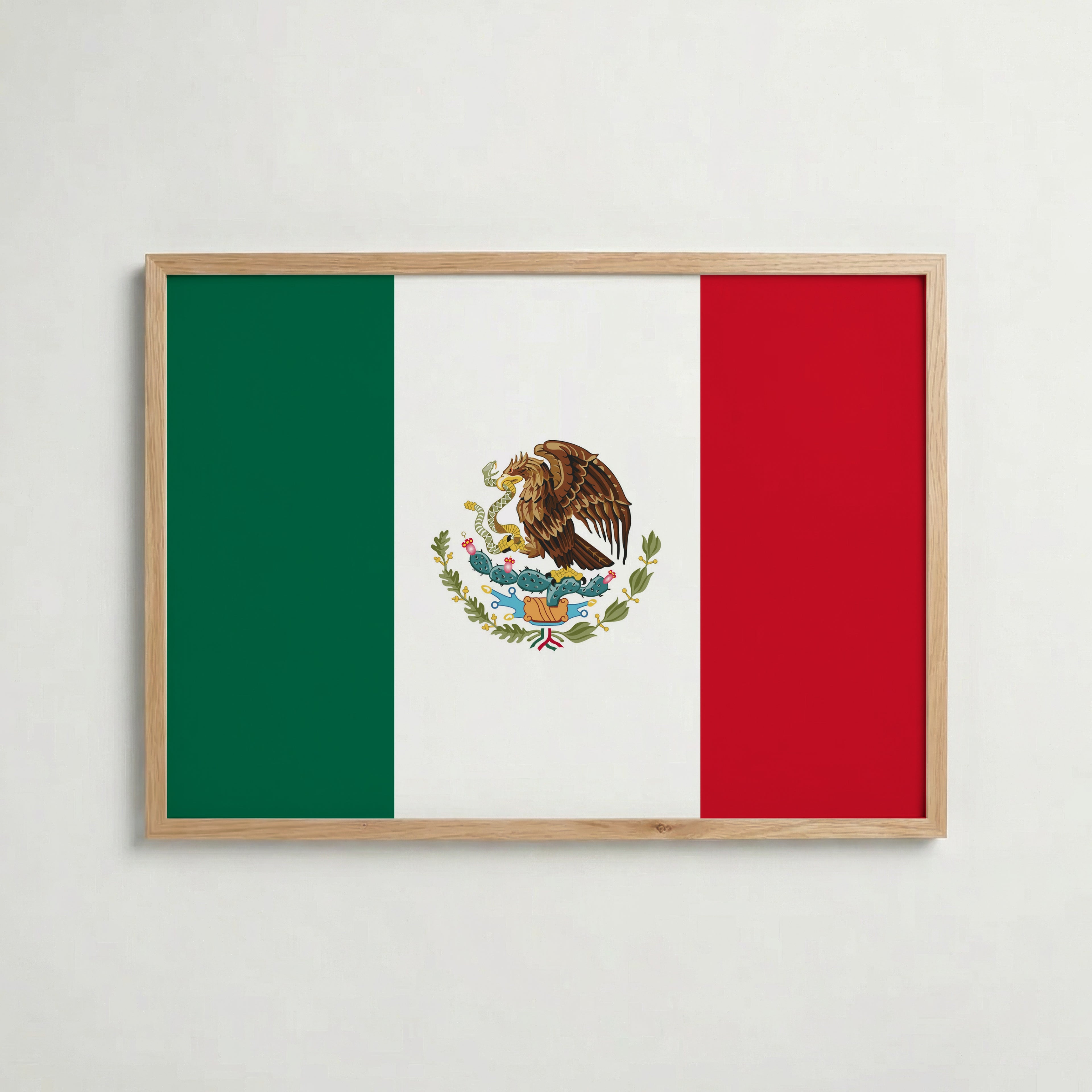 Mexico National Flag Poster i ekram – inramad konsttryck för stilren inredning hos Bozetto