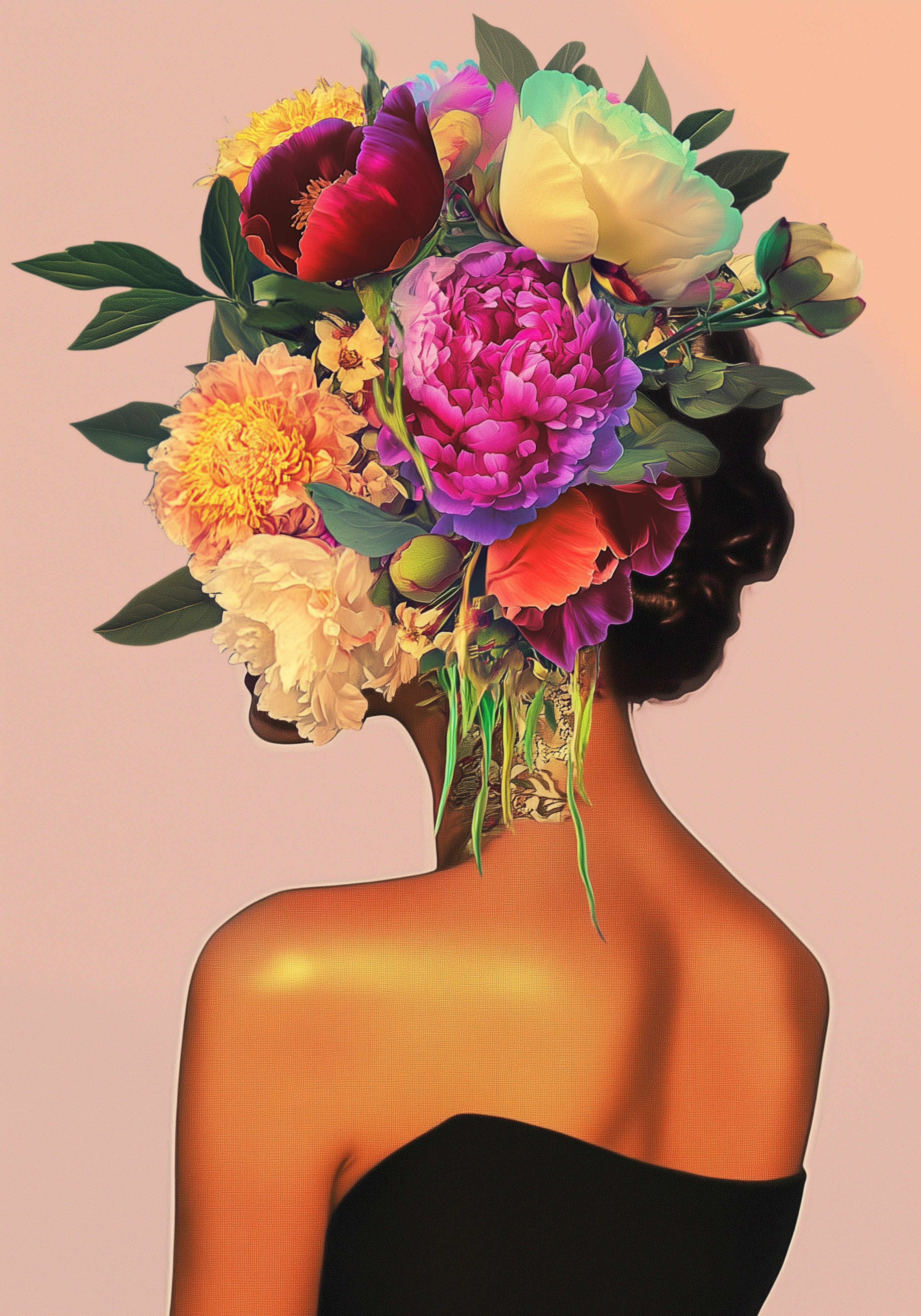 Floral Hair Portrait Poster