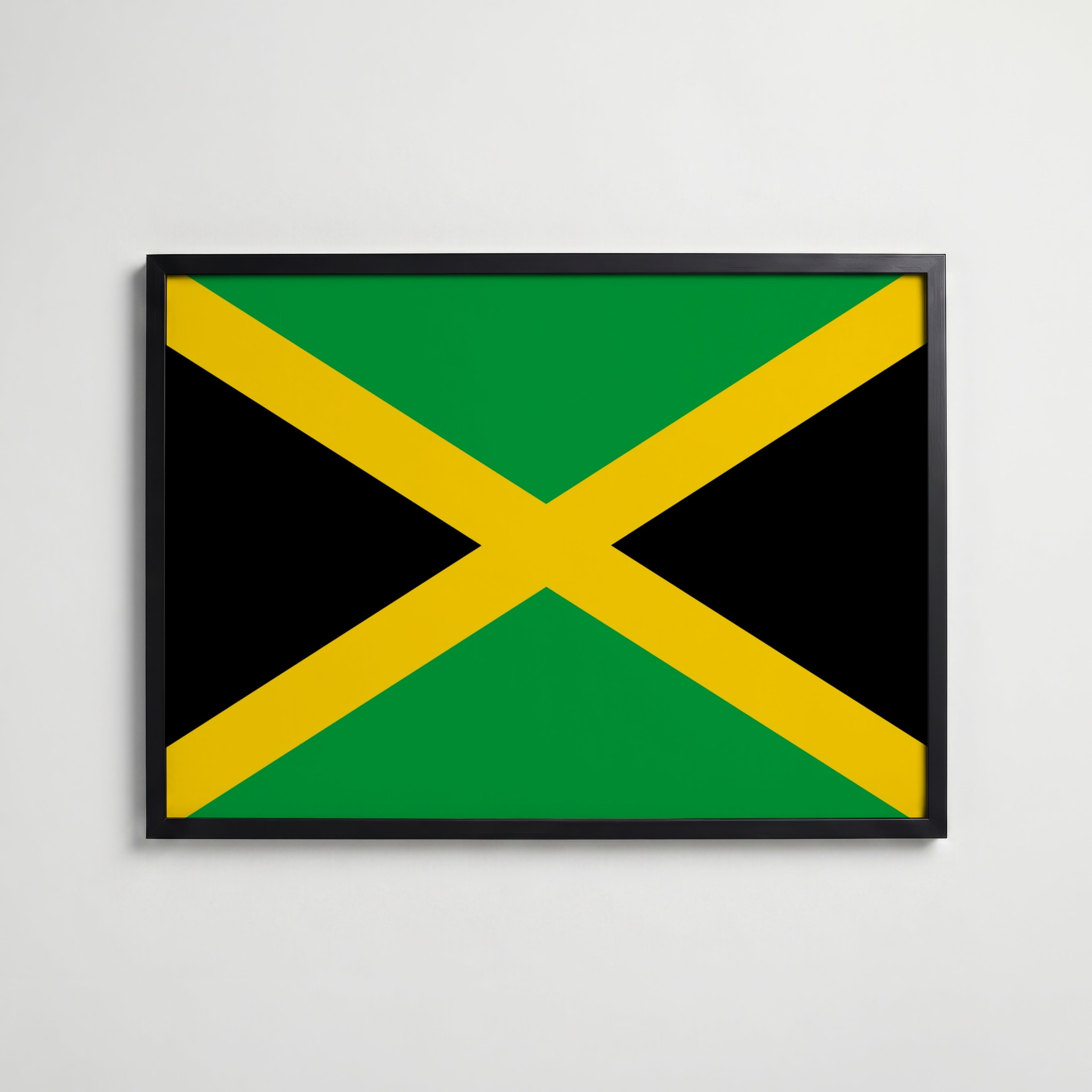 Jamaica National Flag Poster i svart ram – stilren konsttryck som väggdekor från Bozetto
