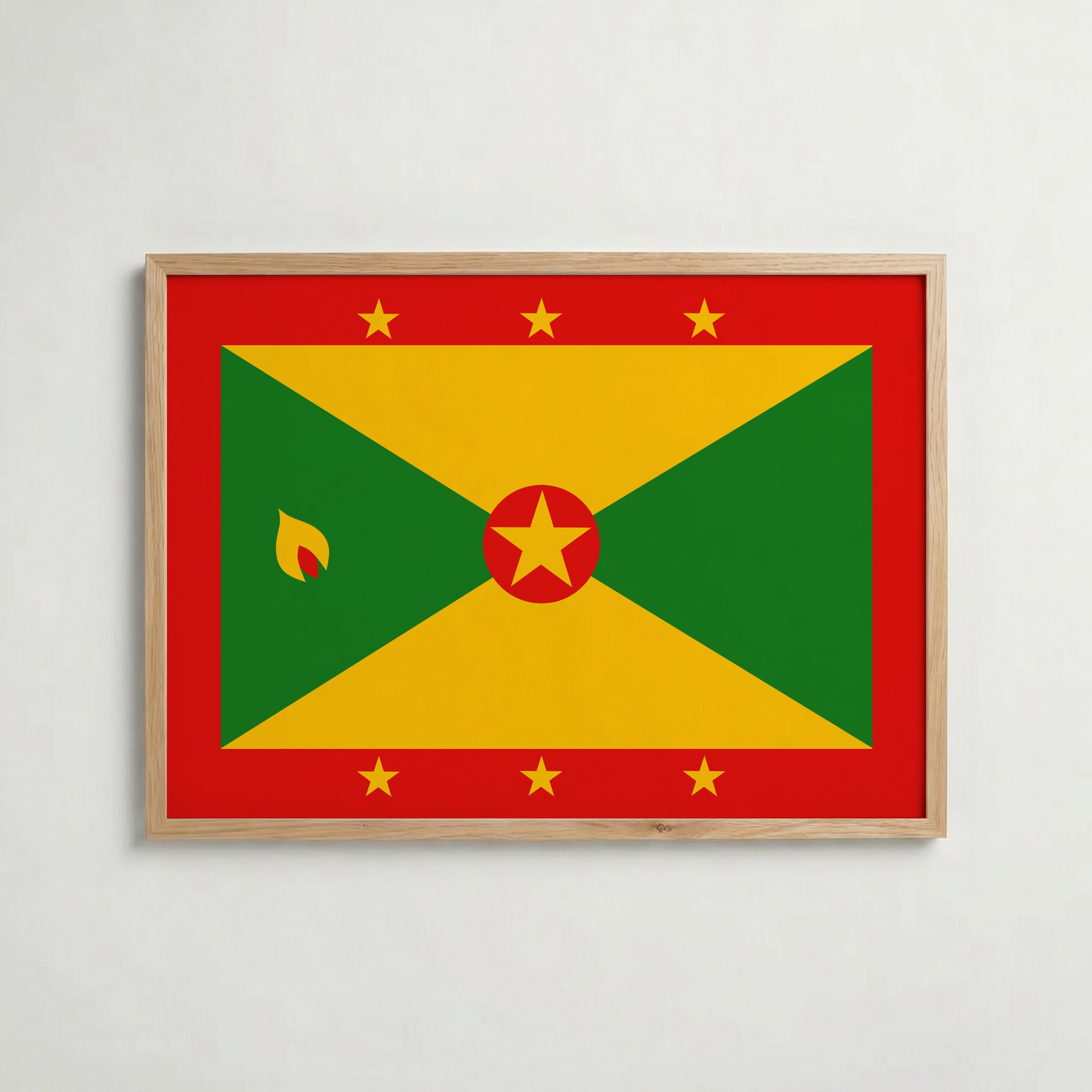 Grenada National Flag Poster i ekram – inramad konsttryck för stilren inredning hos Bozetto