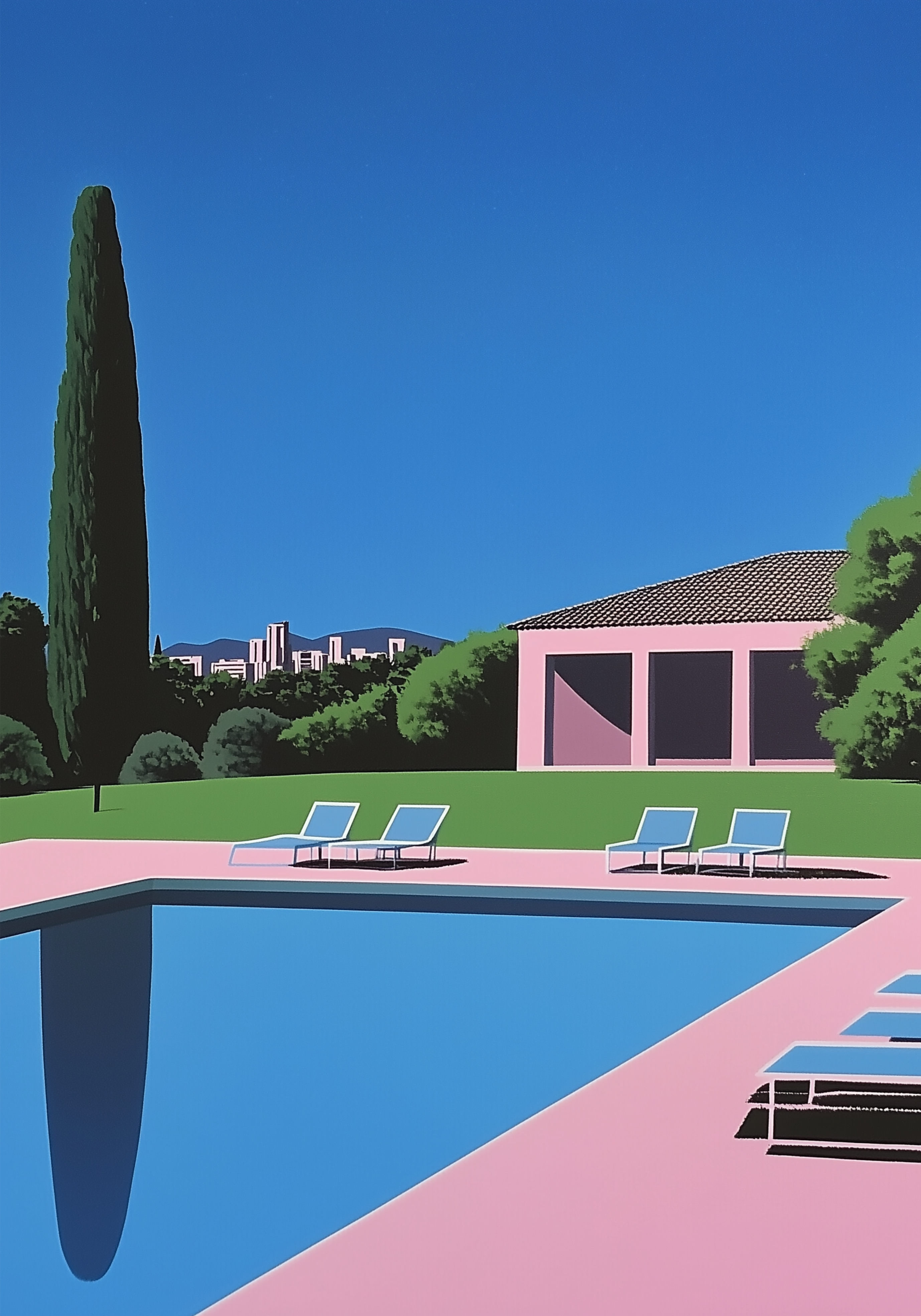 Pink & Blue Retro Hiroshi Poster