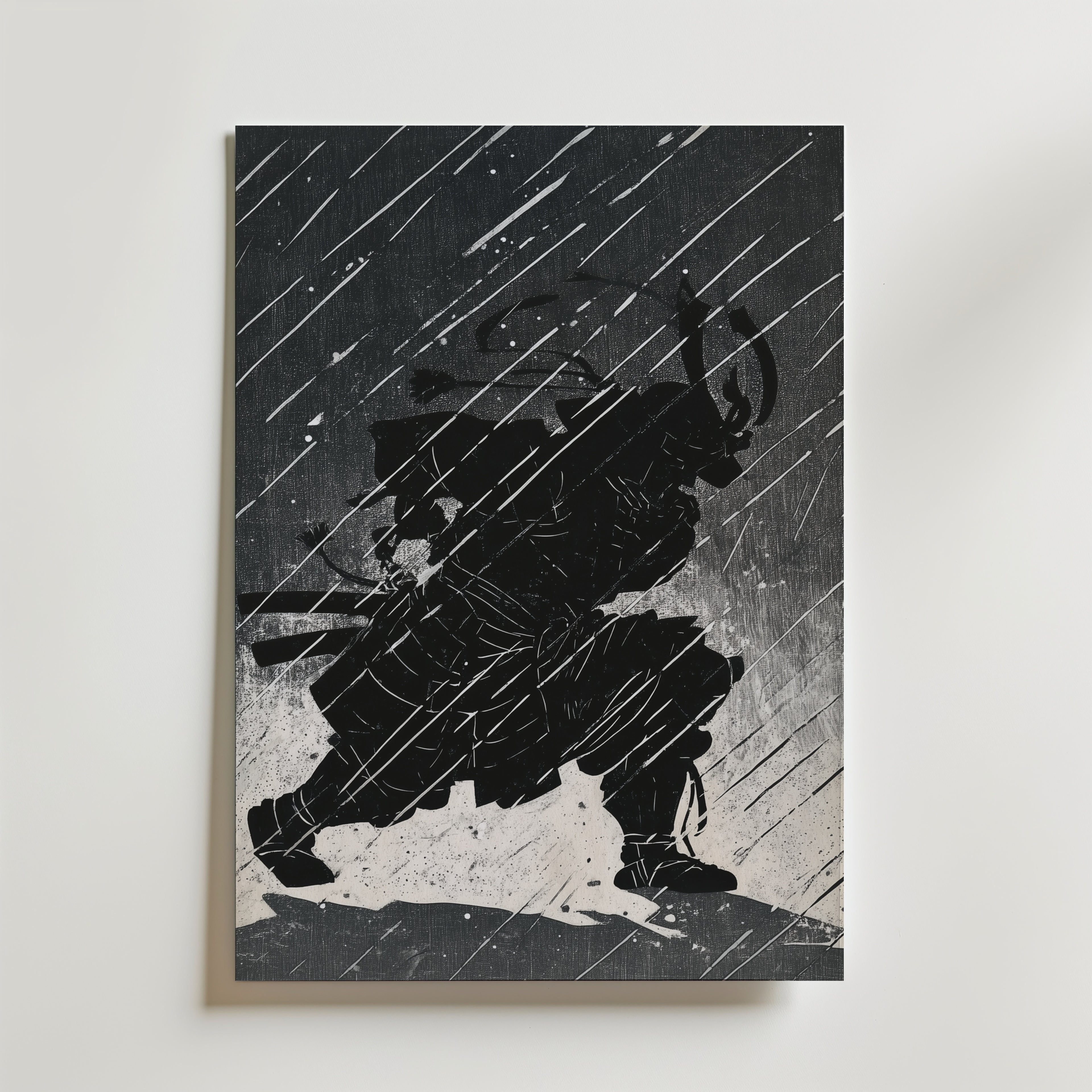 Shadow Samurai – stilfullt konsttryck från Bozetto, tryckt på matt finpapper i hög tryckkvalitet