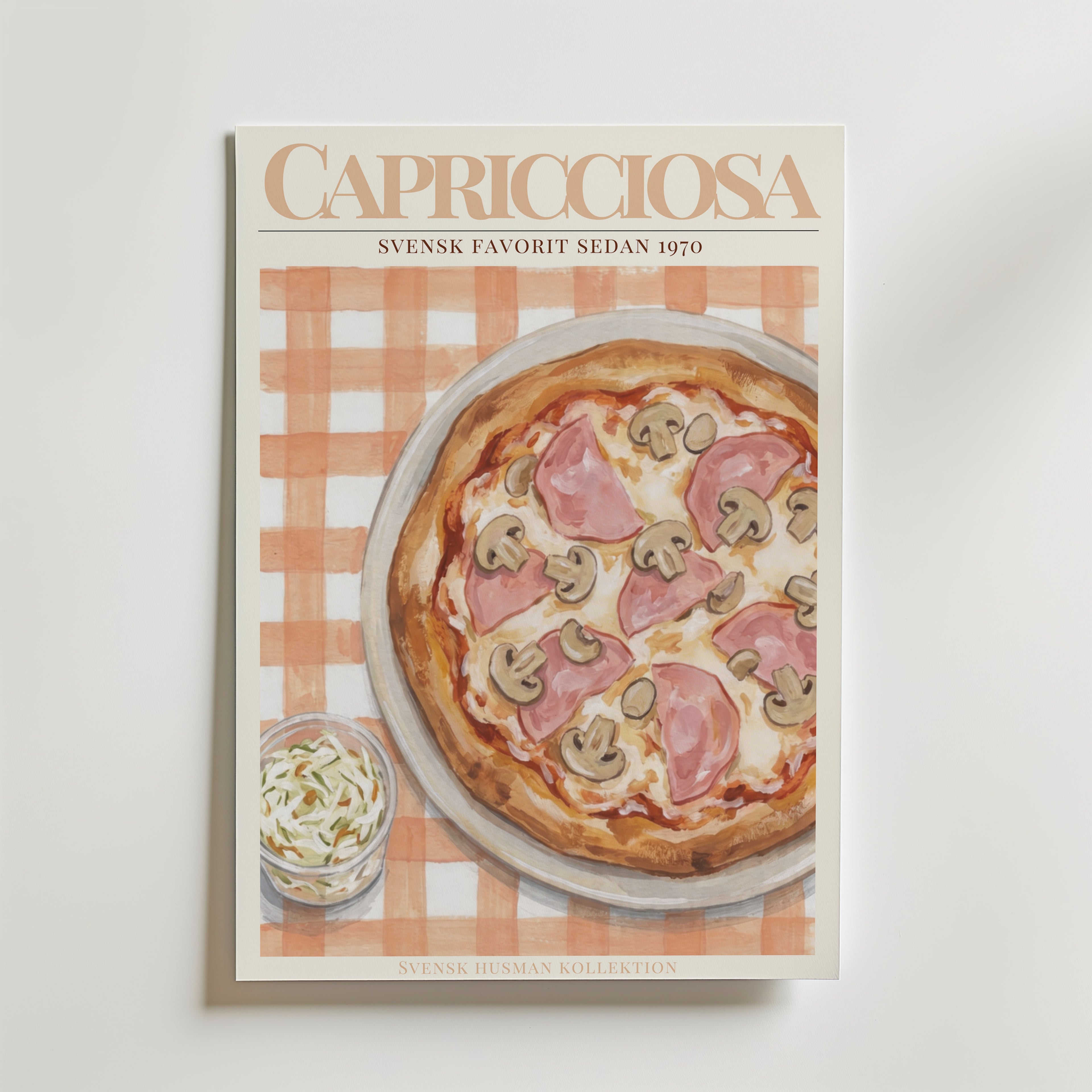 Capricciosa Pizza affisch inramad i neutral ram – konsttryck från Bozetto – nr 1