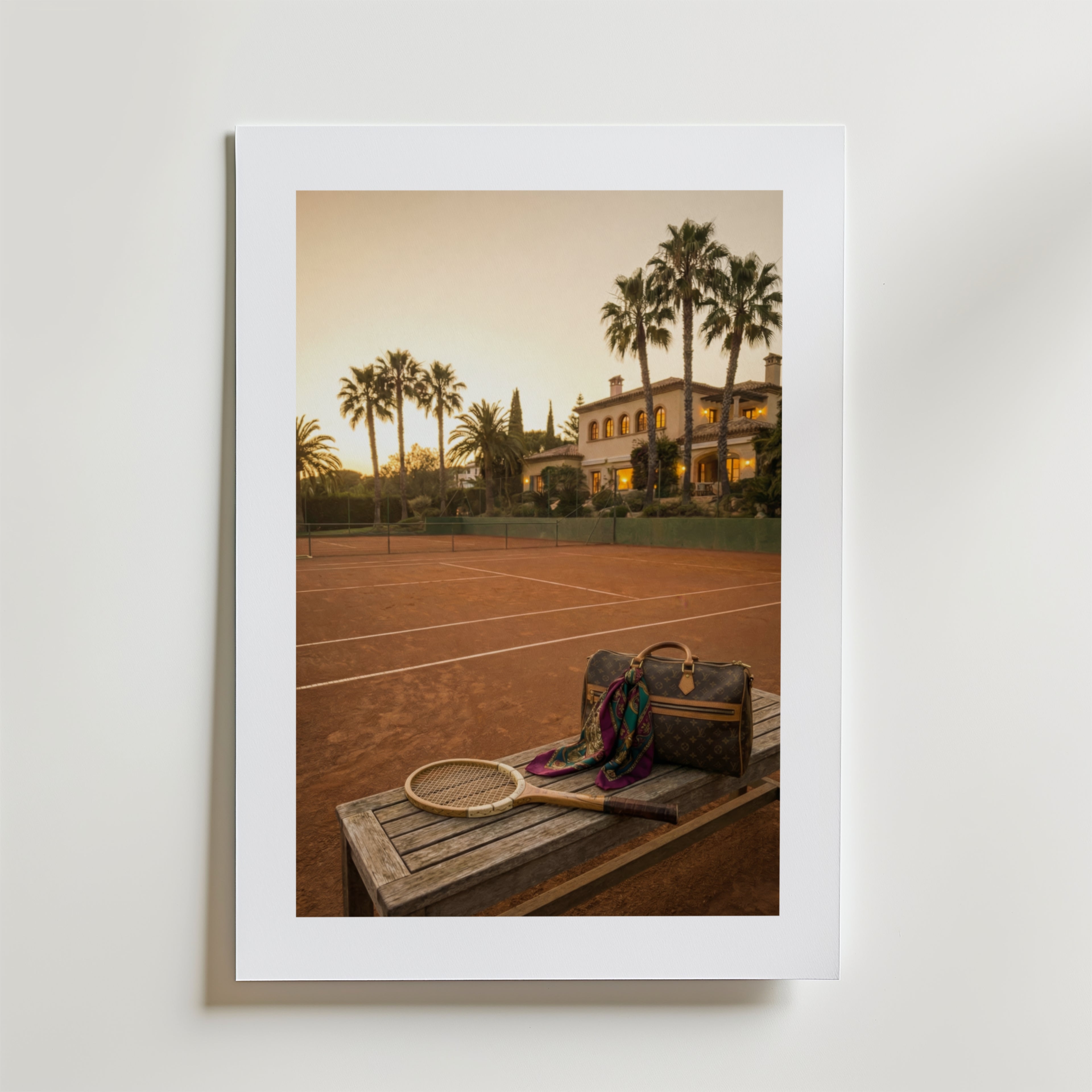 Courtside Riviera Luxury – stilfullt konsttryck från Bozetto, tryckt på matt finpapper