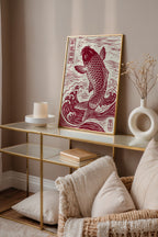 Red Koi Linocut Poster – i rum 3