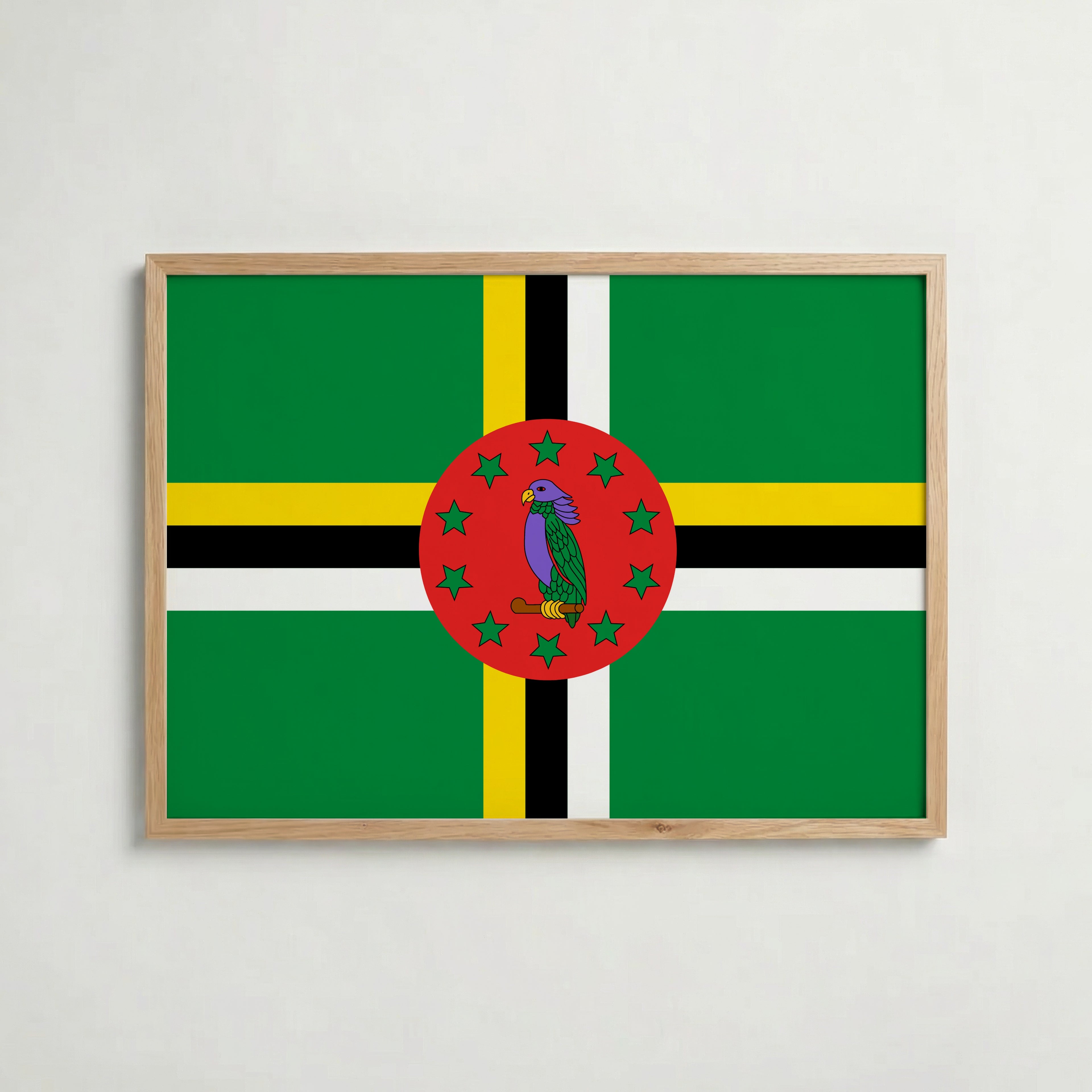 Dominica National Flag Poster i ekram – inramad konsttryck för stilren inredning hos Bozetto