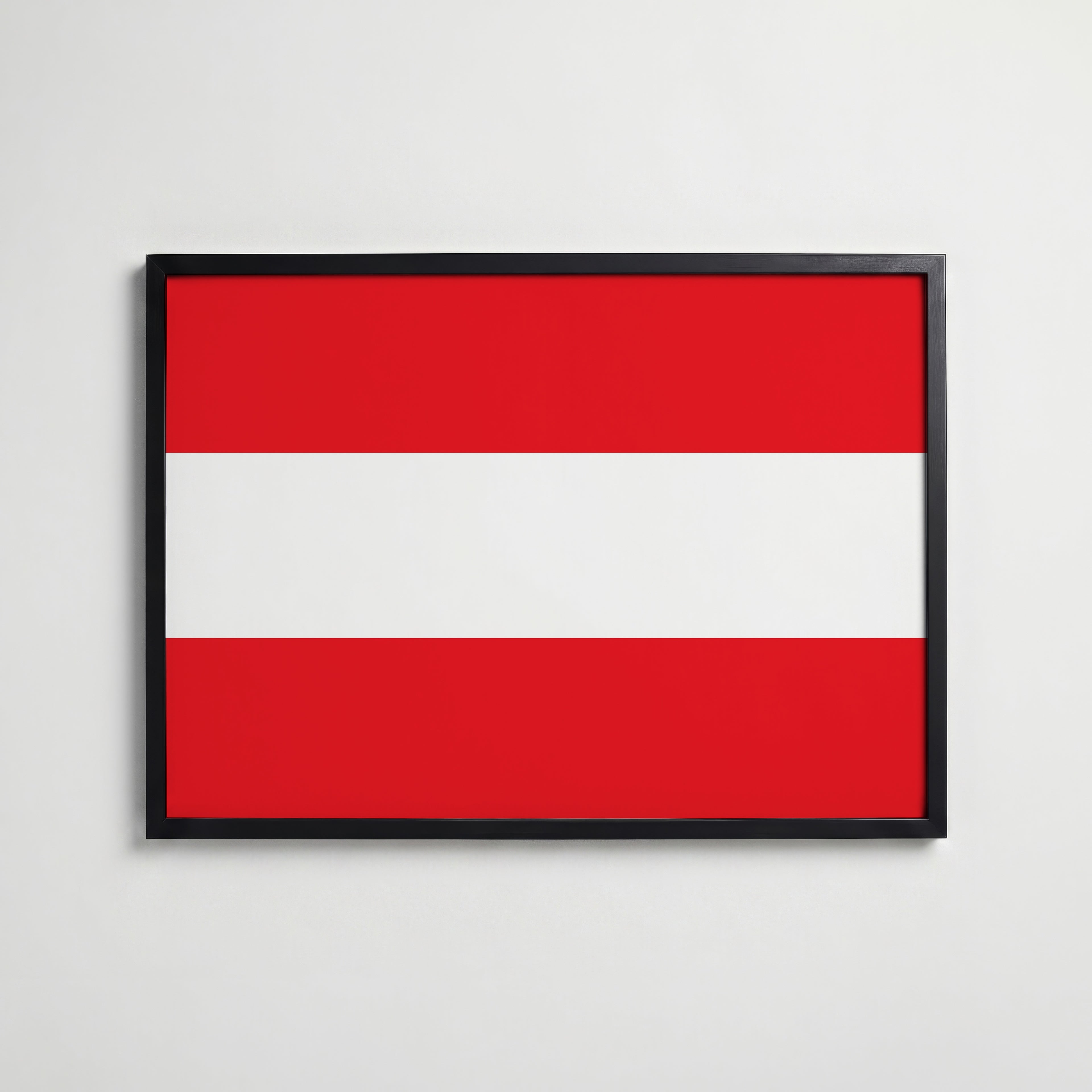 Austria National Flag Poster i svart ram – stilren konsttryck som väggdekor från Bozetto