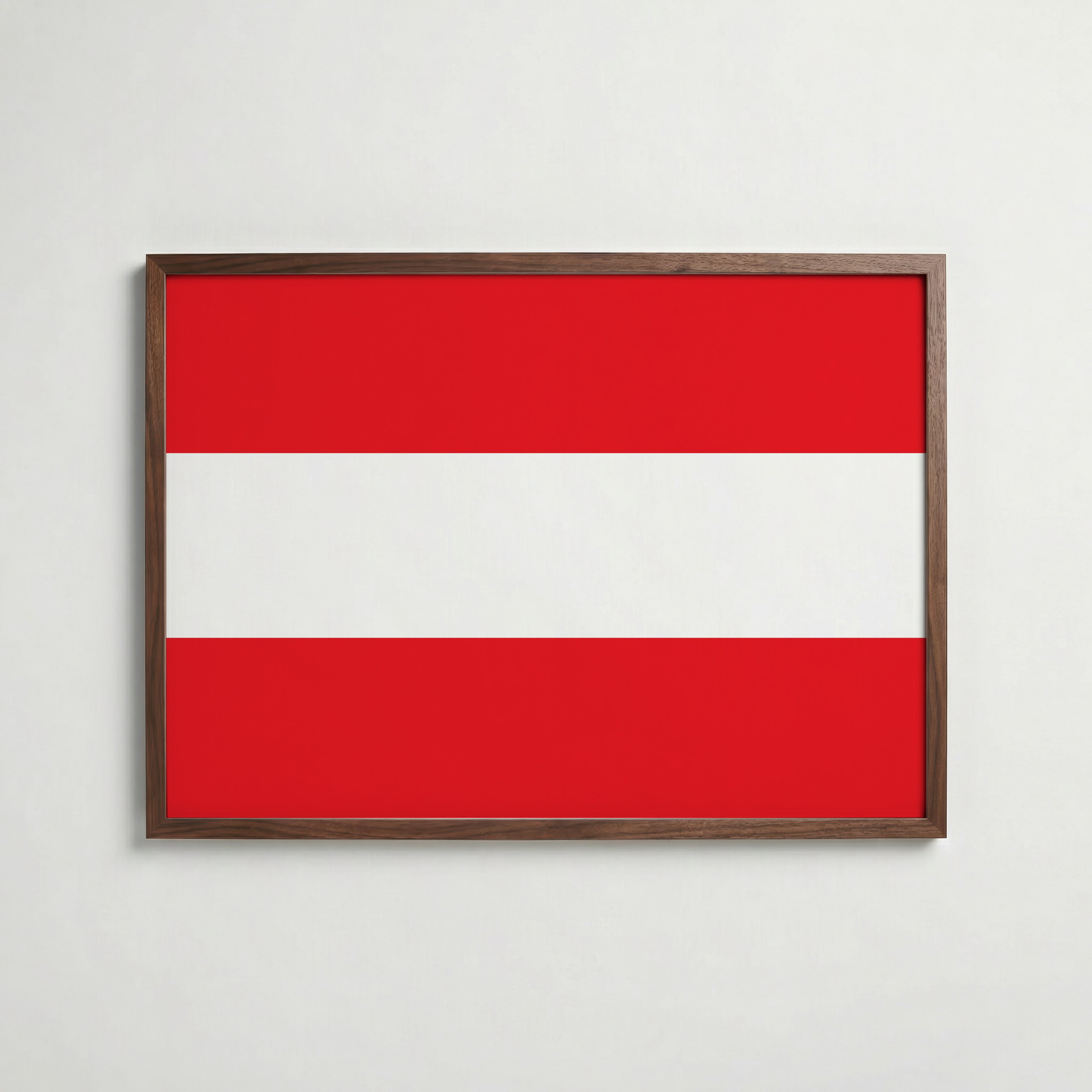Austria National Flag Poster i valnötsram – varm konstaffisch för hemmet från Bozetto