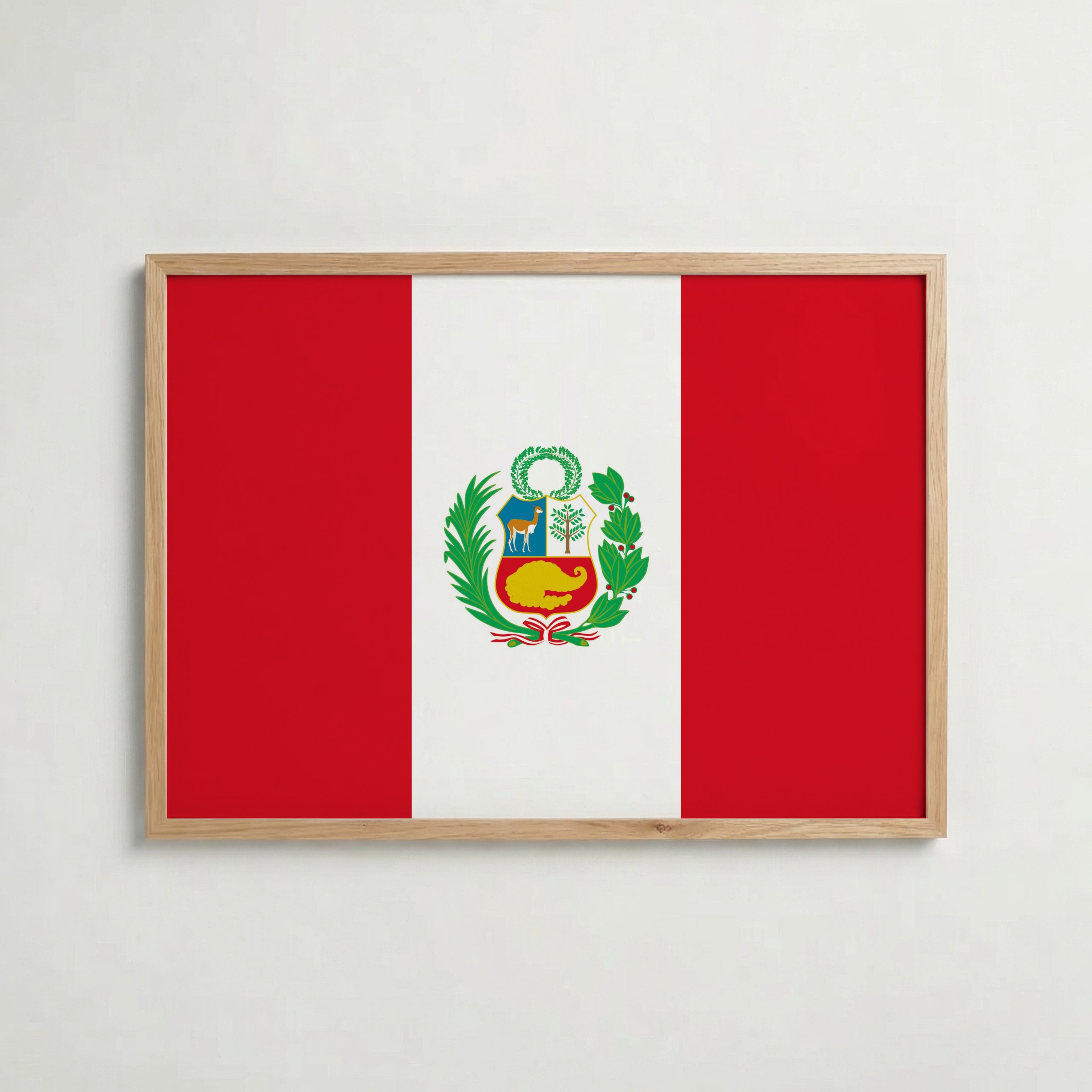 Peru National Flag Poster i ekram – inramad konsttryck för stilren inredning hos Bozetto