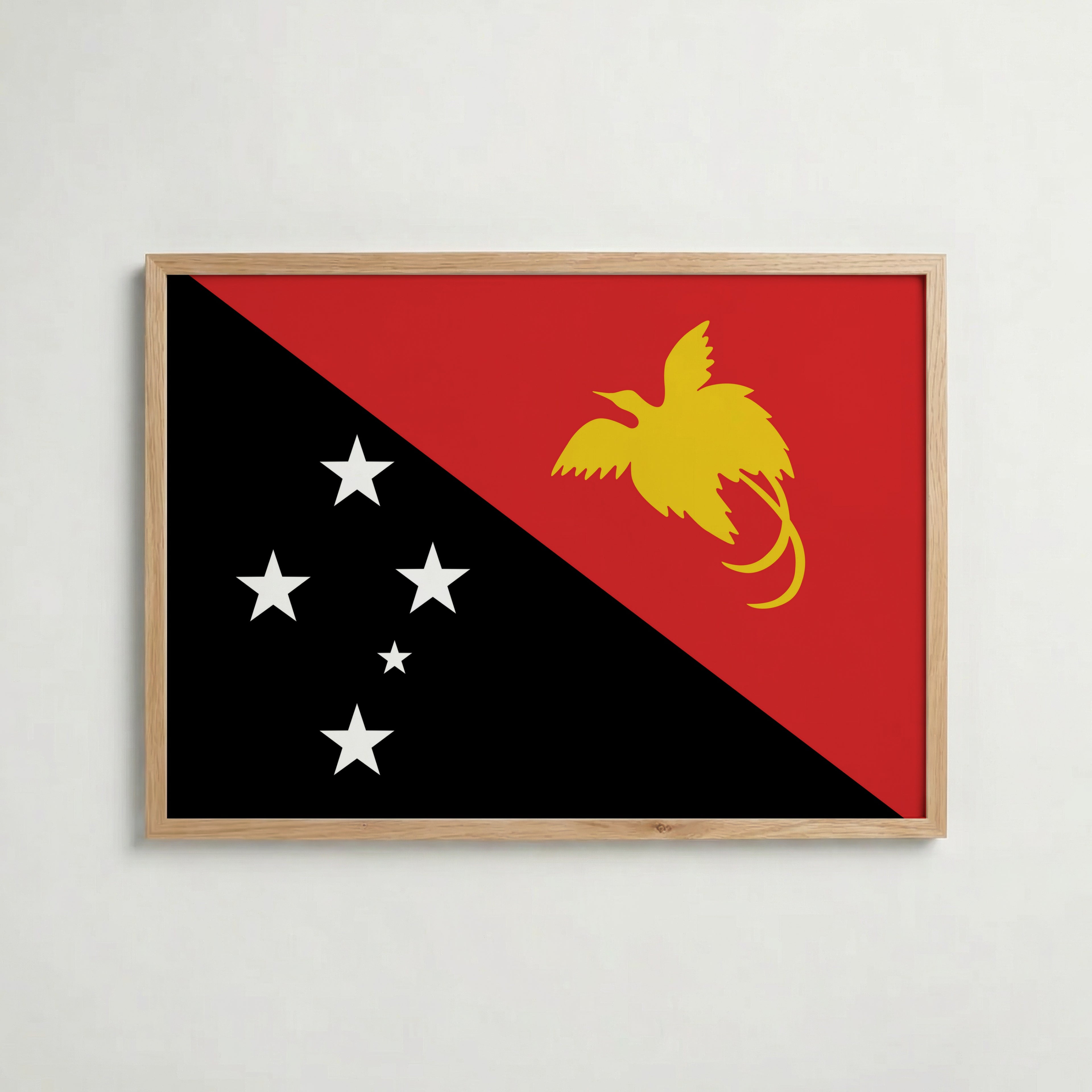 Papua New Guinea National Flag Poster i ekram – inramad konsttryck för stilren inredning hos Bozetto