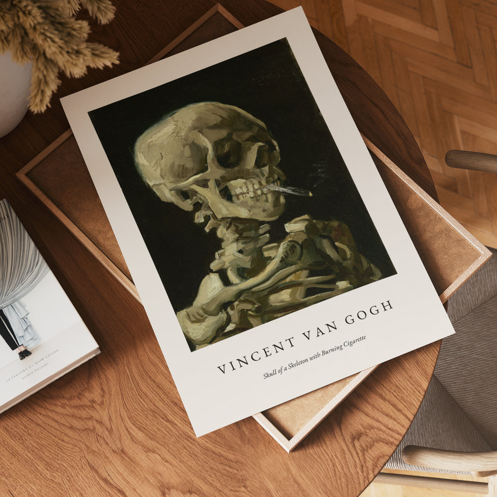 Van Gogh Skeleton With Burning Cigarette Poster – poster väggdekoration