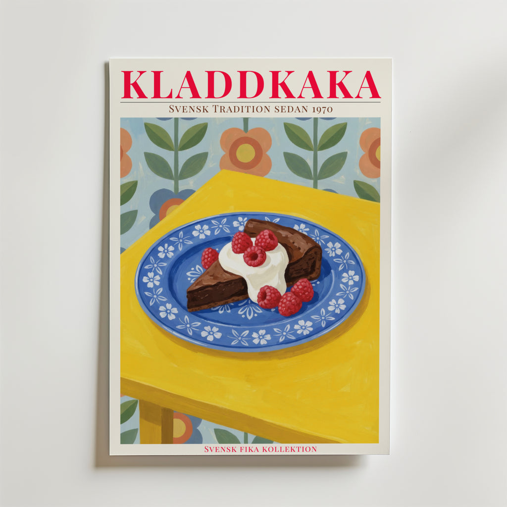 Kladdkaka Poster – En färgstark och charmig poster som hyllar en av Sveriges mest älskade klassiker –
