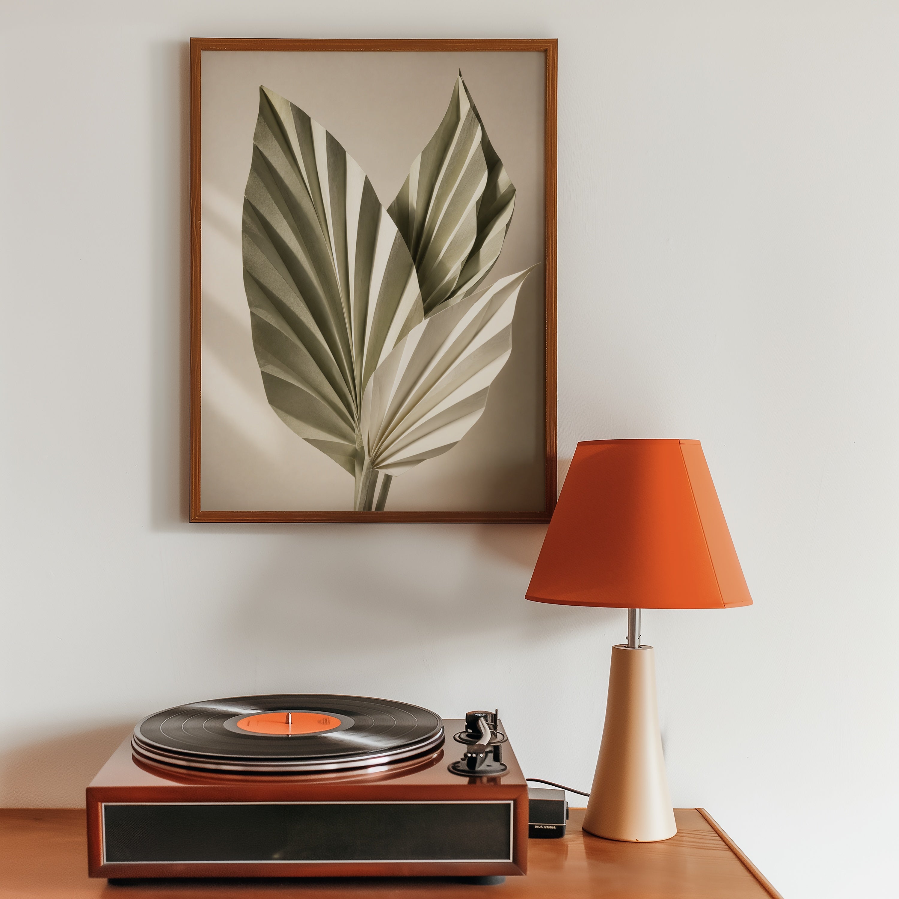 Folded Palm Study affisch i ljust minimalistiskt vardagsrum – köp enkelt hos Bozetto