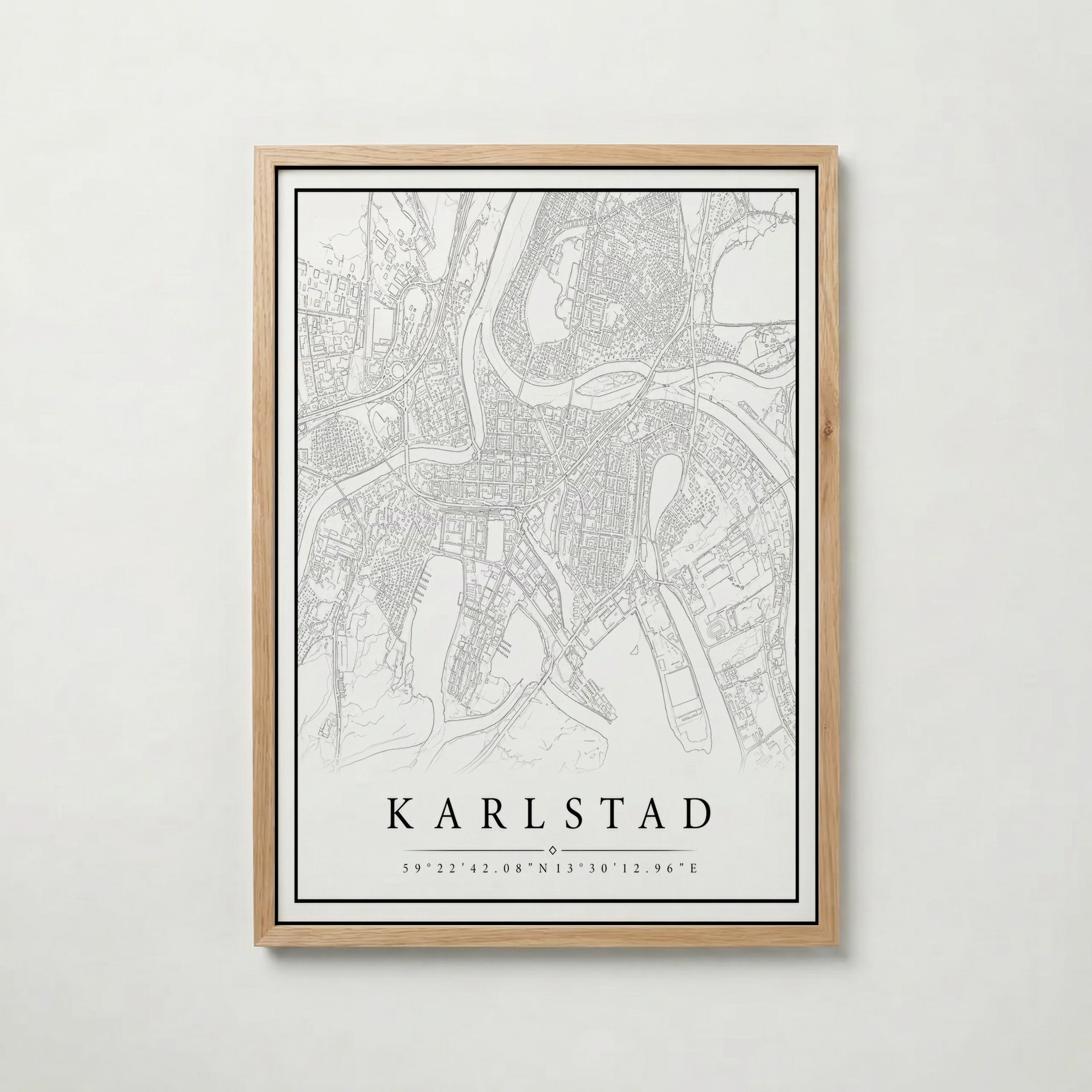 Karlstad Karta poster i flera storlekar – jämför mått och välj rätt hos Bozetto i hög tryckkvalitet
