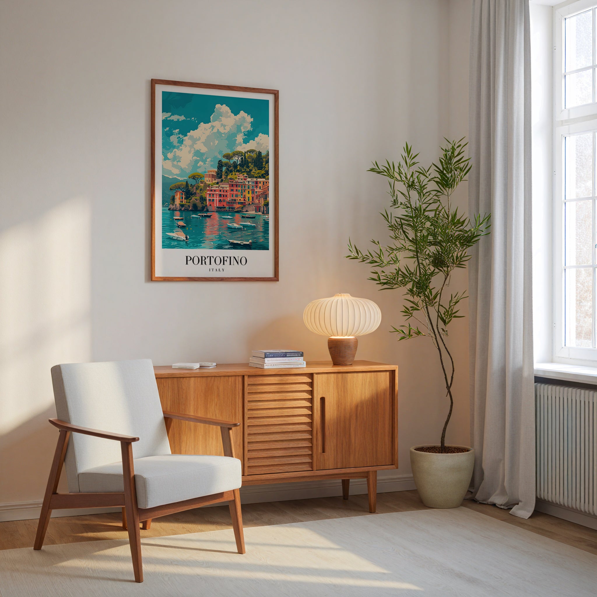 Golden Reflections Of Portofino Poster