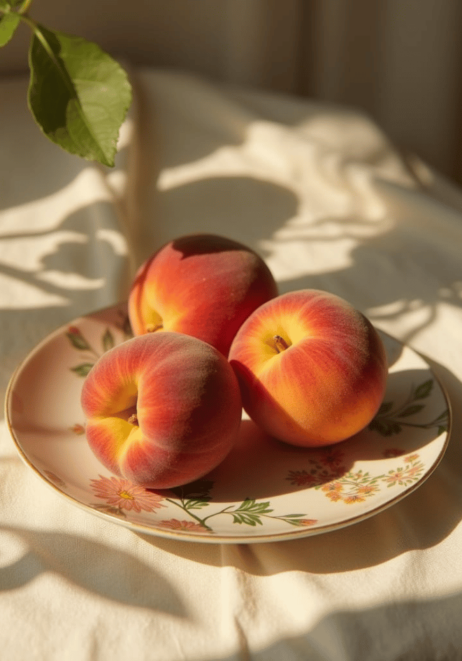 Organic Peaches floral plate Poster