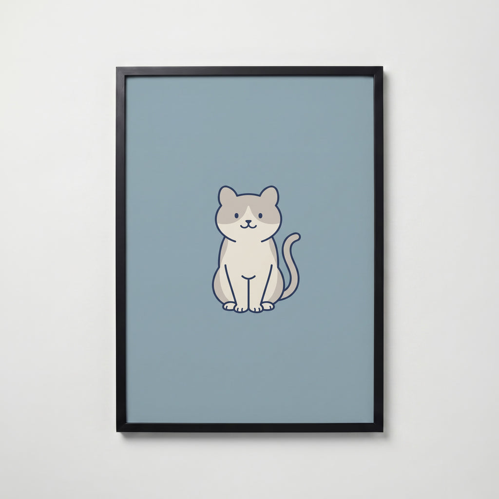 Bathroom Cat Poster – svart ram