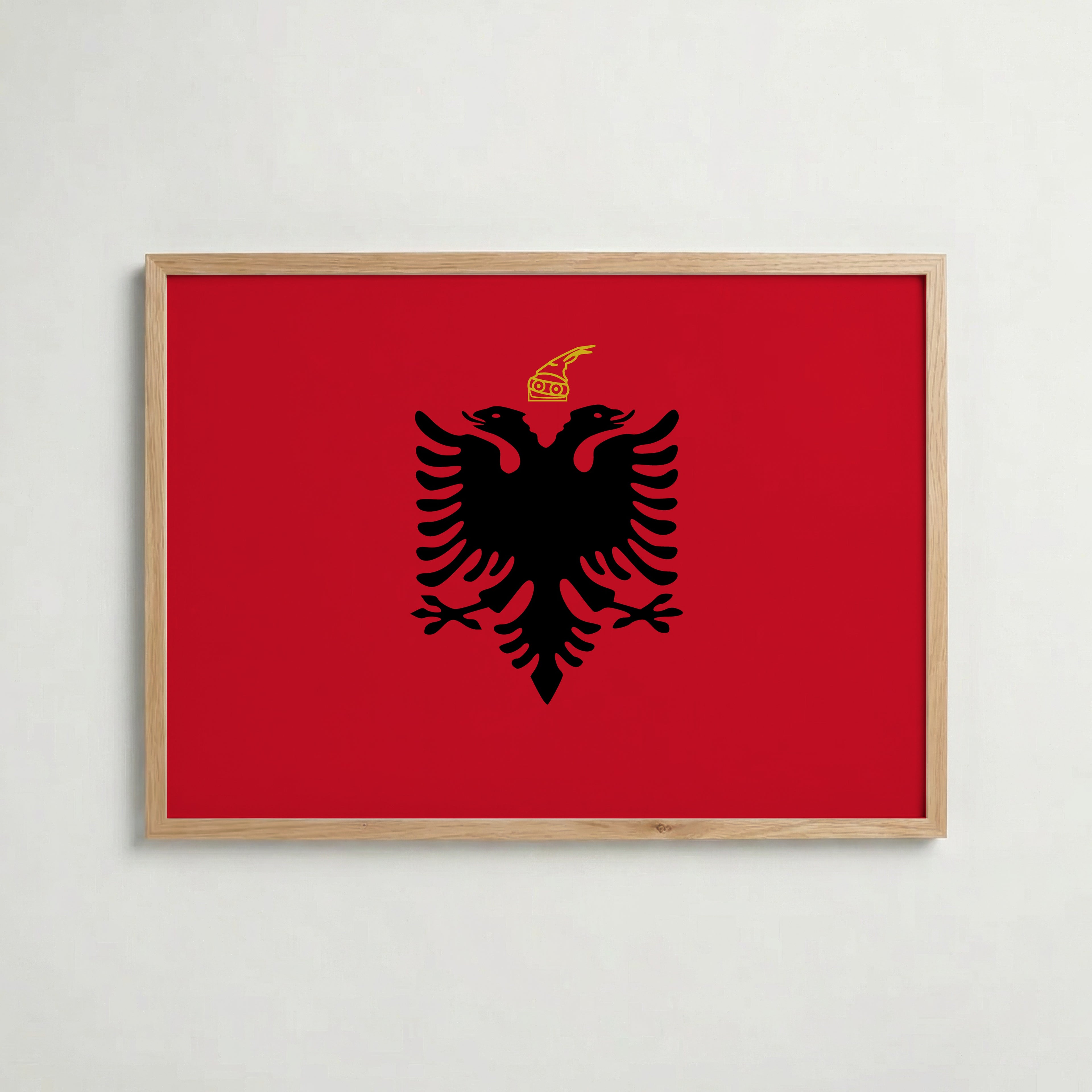 Albania National Flag Poster i ekram – inramad konsttryck för stilren inredning hos Bozetto
