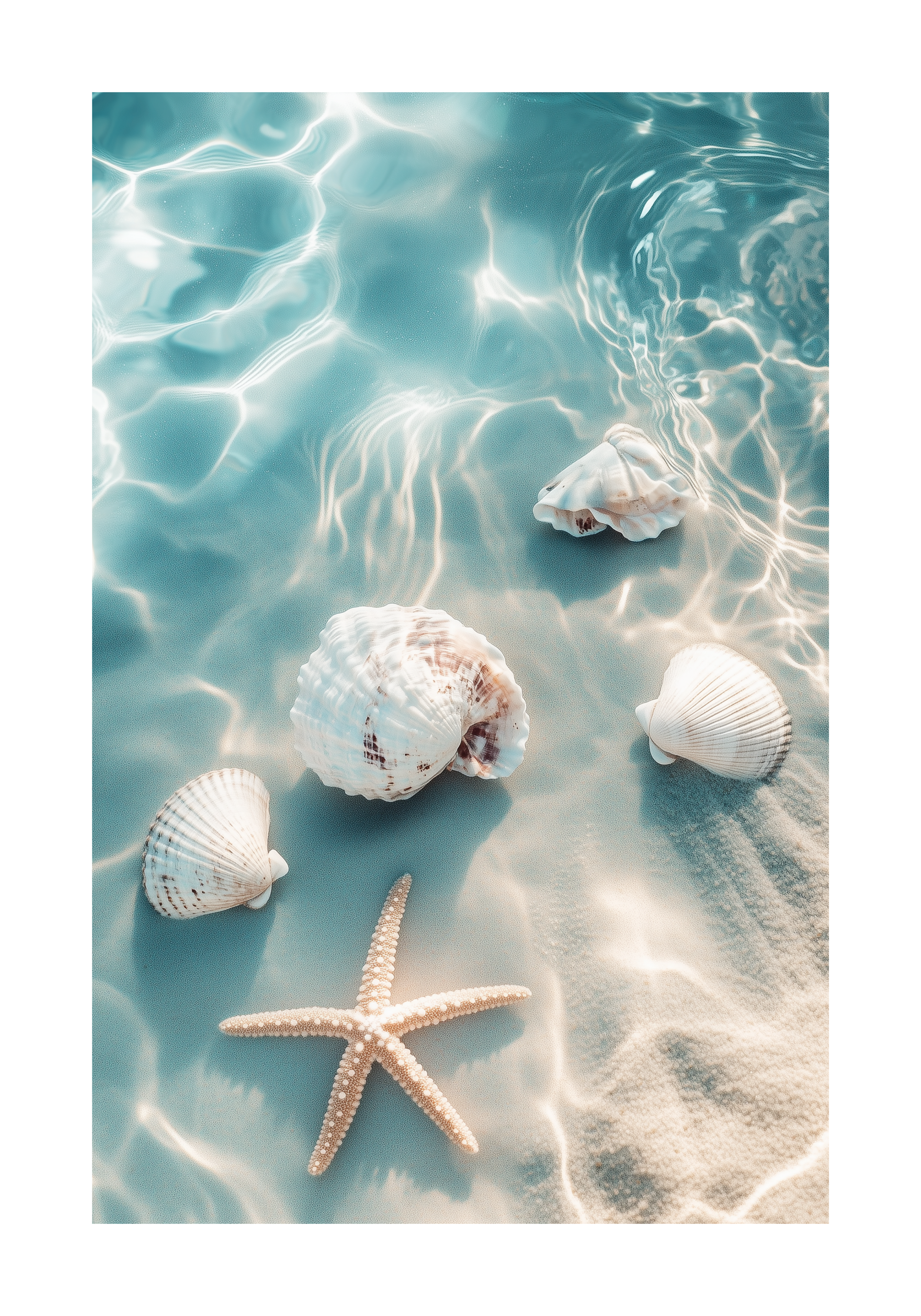 Starfish and Shells Beach Poster