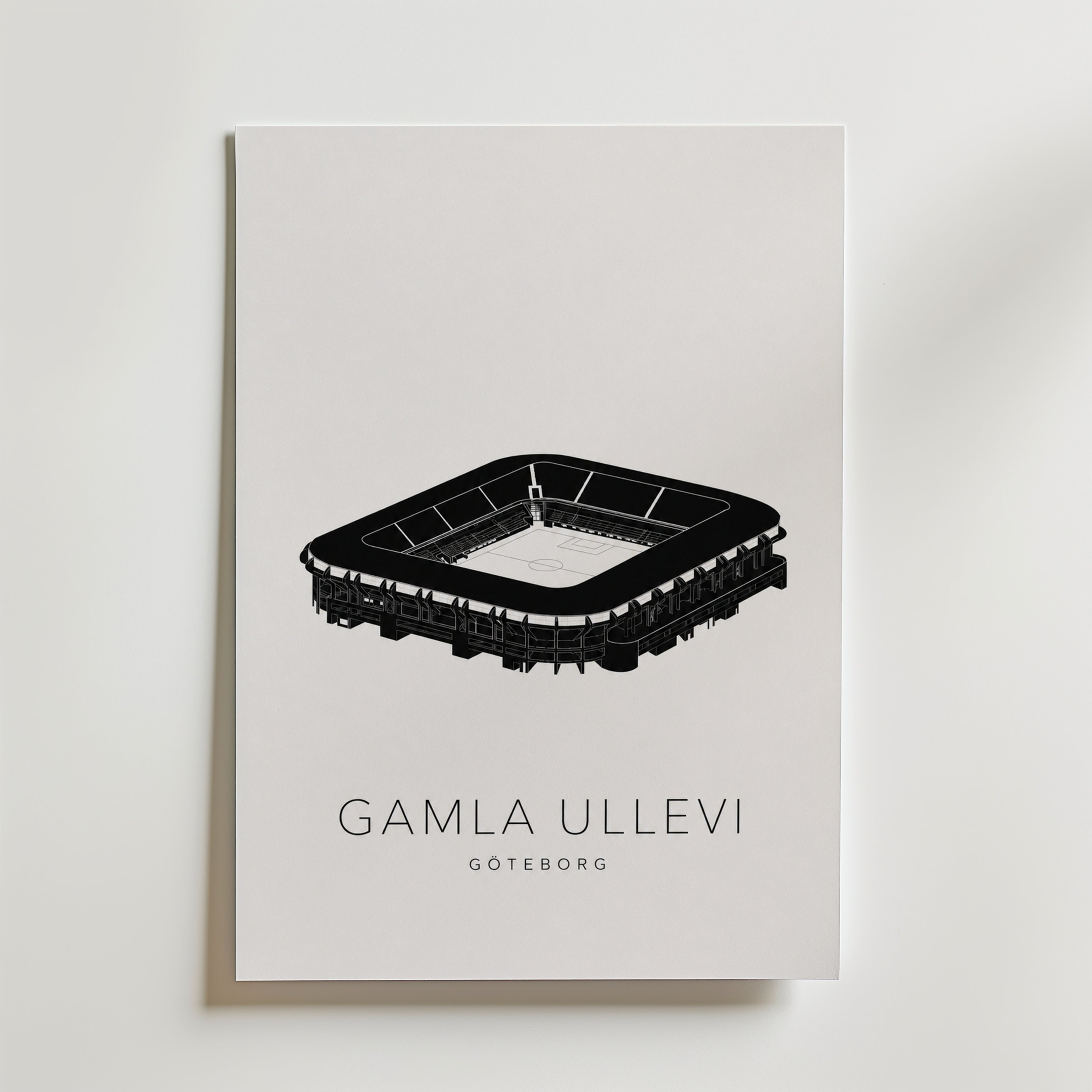 Gamla Ullevi affisch inramad i neutral ram – se hur konsttrycket ser ut, Bozetto
