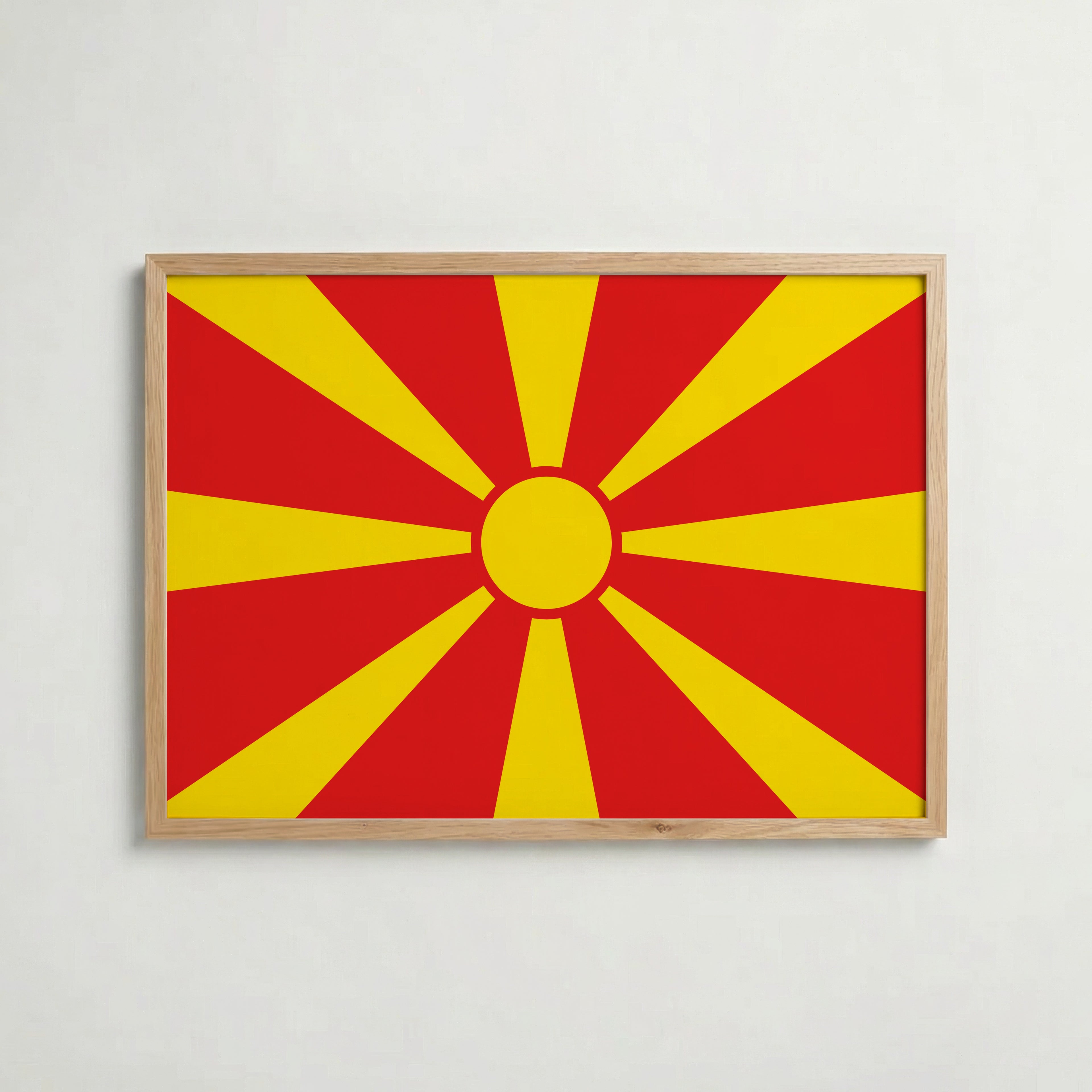 North Macedonia National Flag Poster i ekram – inramad konsttryck för stilren inredning hos Bozetto