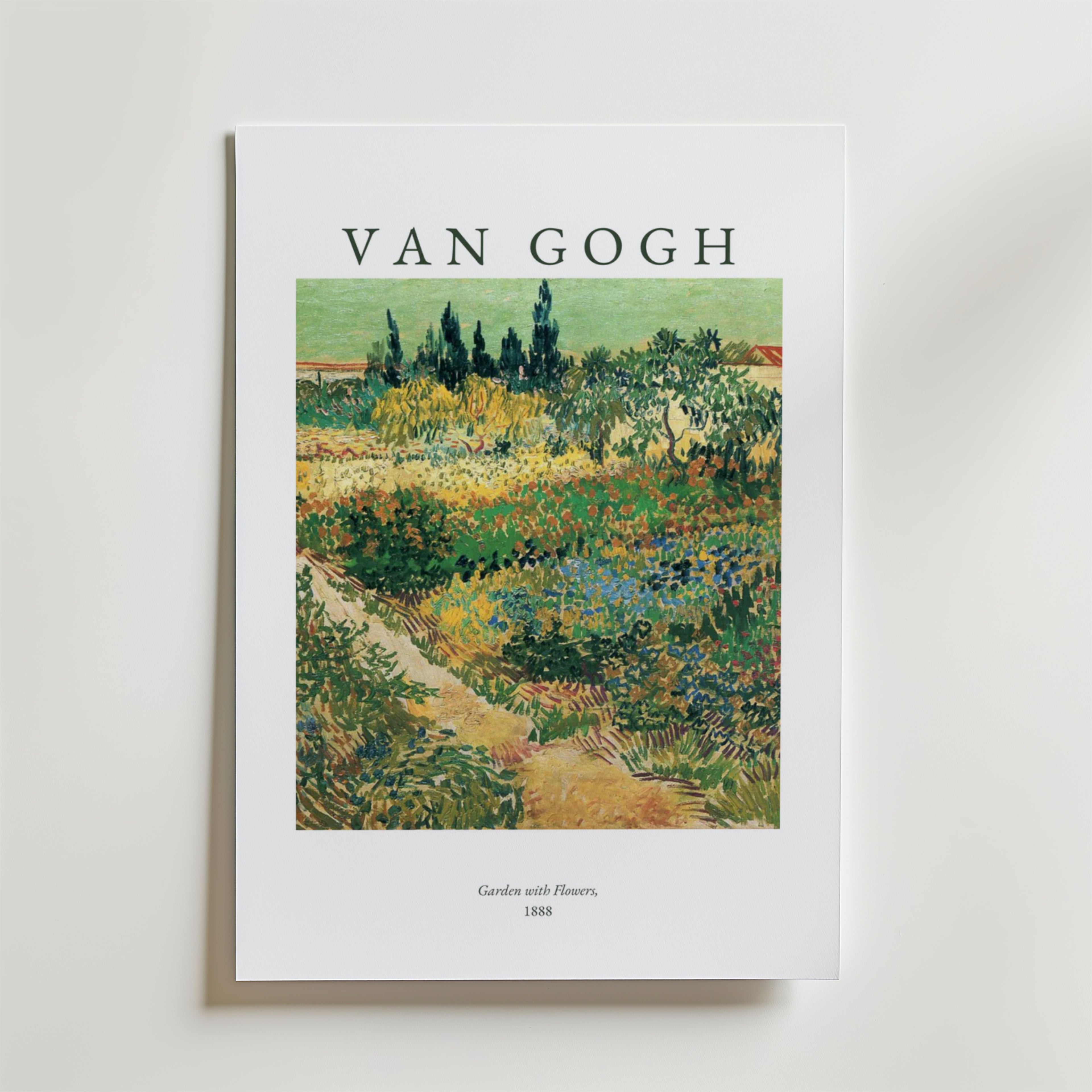 Van Gogh Garden With Flowers Poster – Upplev skönheten i Van Goghs mest älskade verk med denna fantastiska poster, tryckt på