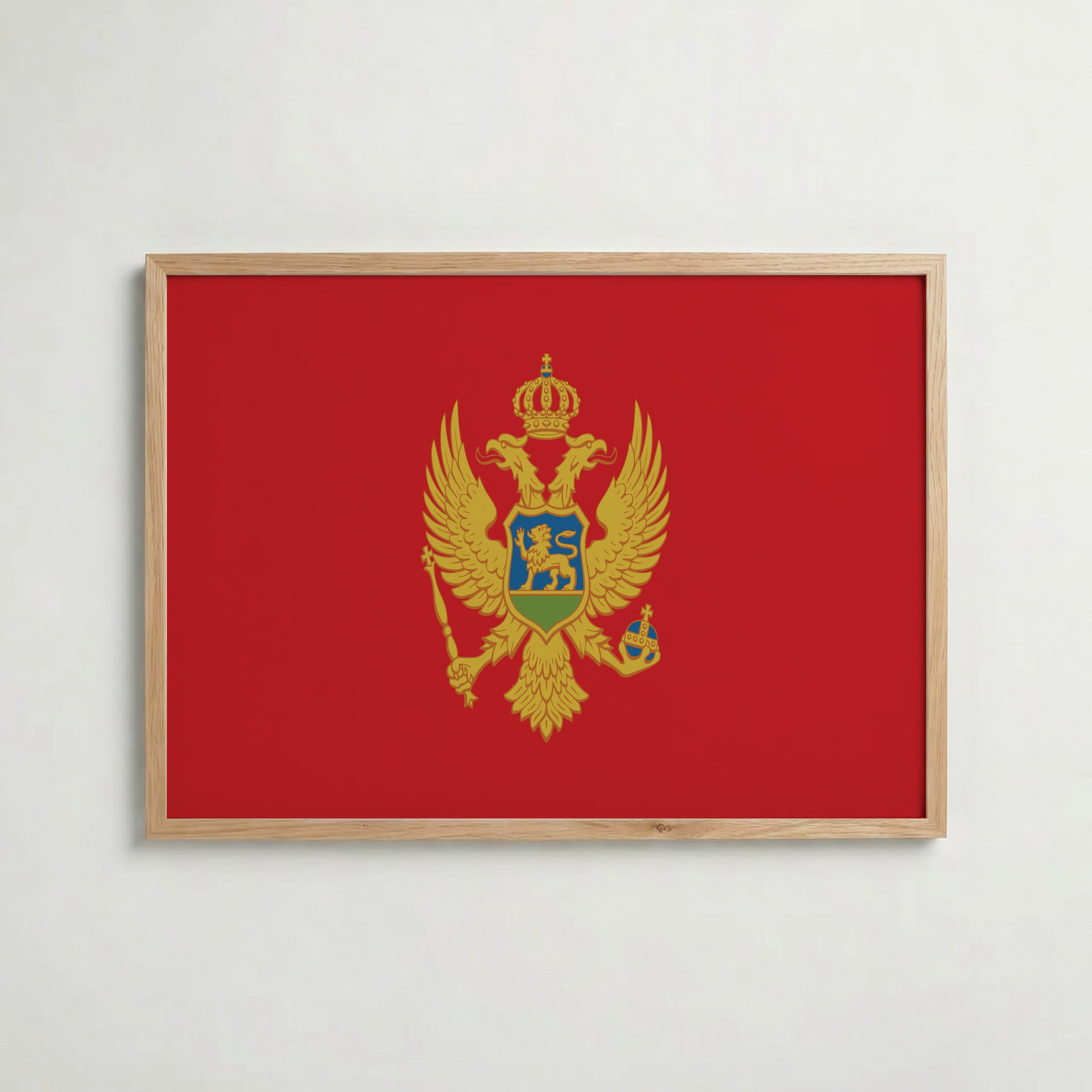 Montenegro National Flag Poster i ekram – inramad konsttryck för stilren inredning hos Bozetto