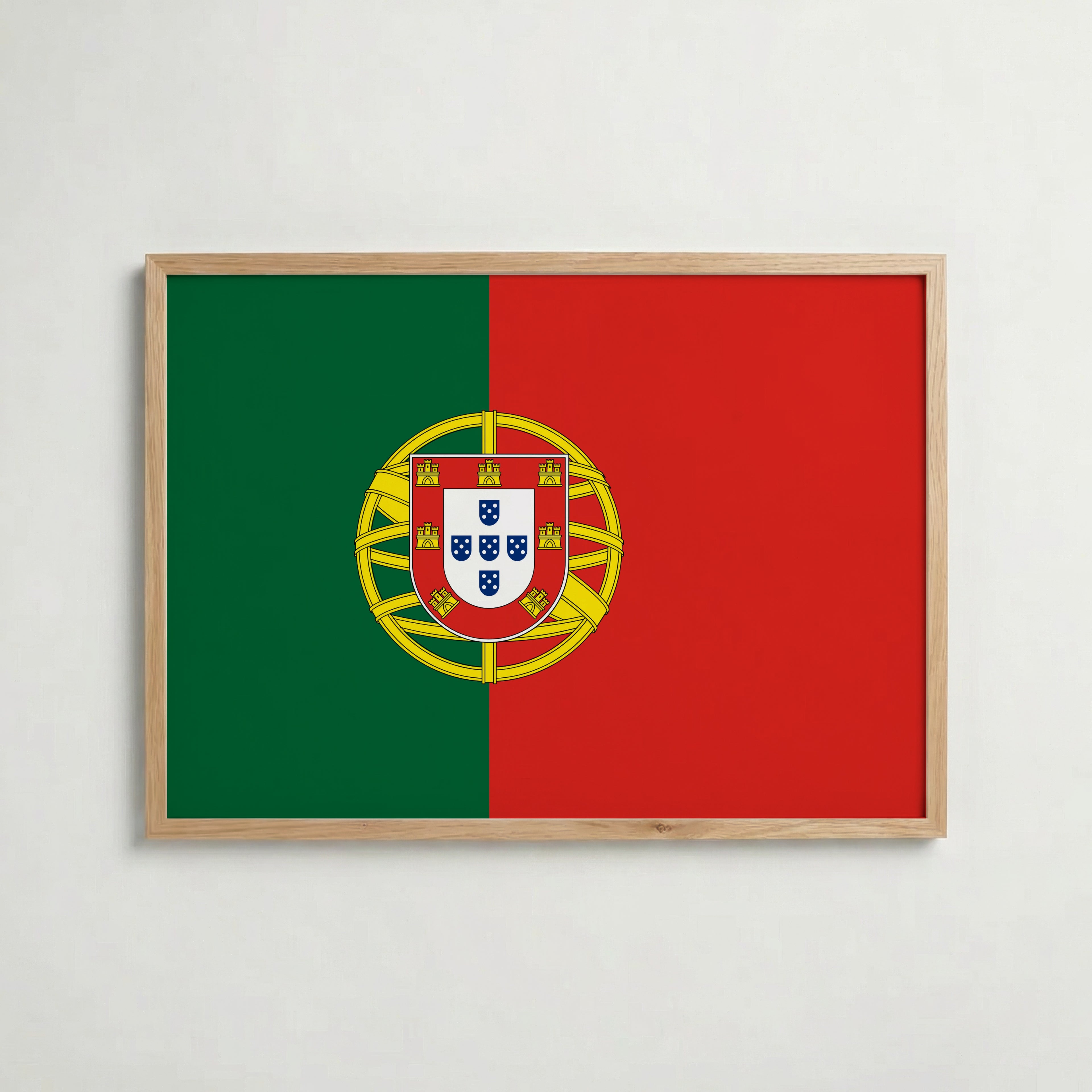 Portugal National Flag Poster i ekram – inramad konsttryck för stilren inredning hos Bozetto