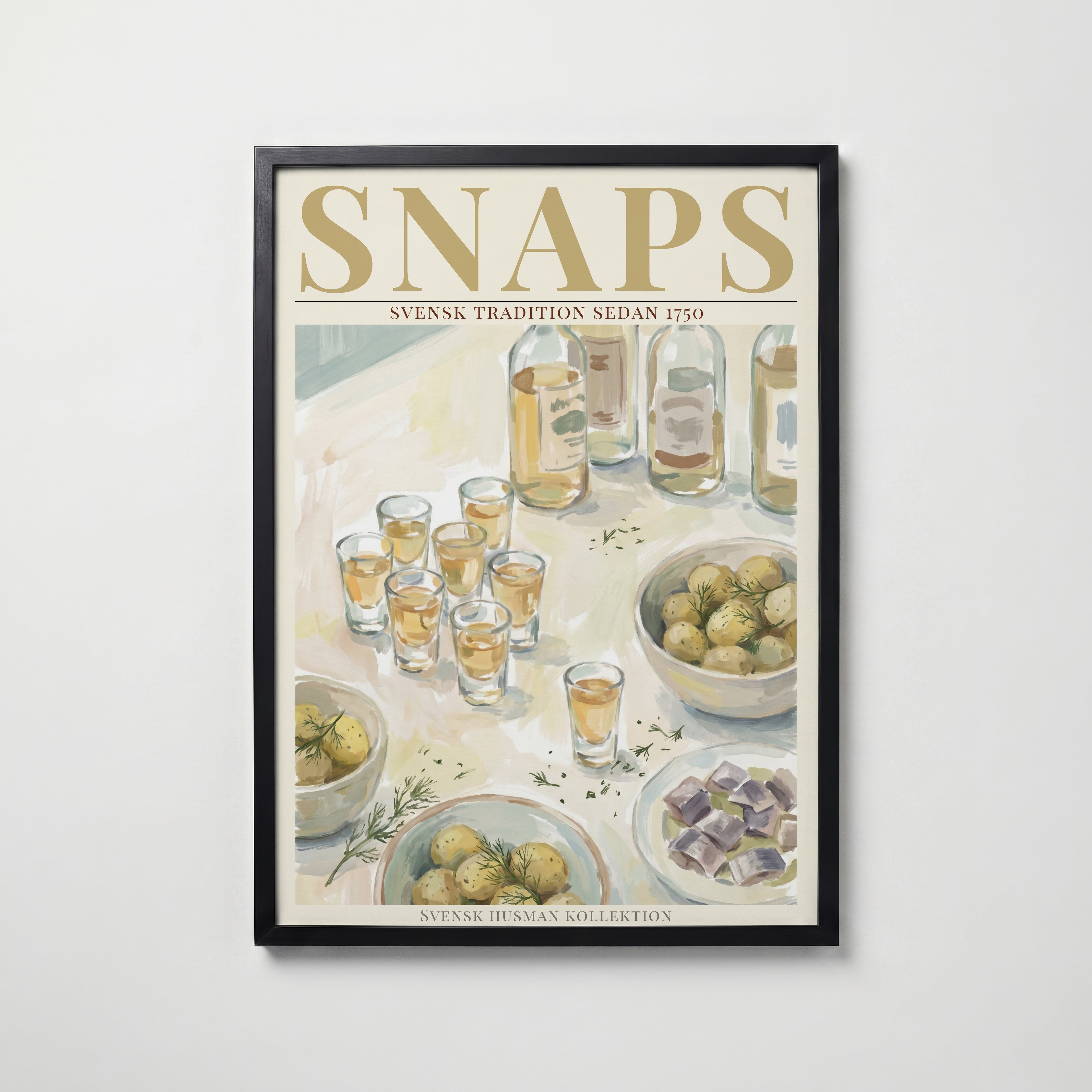Snaps affisch i modern svart ram – stark kontrast och stil, Bozetto poster i hög tryckkvalitet