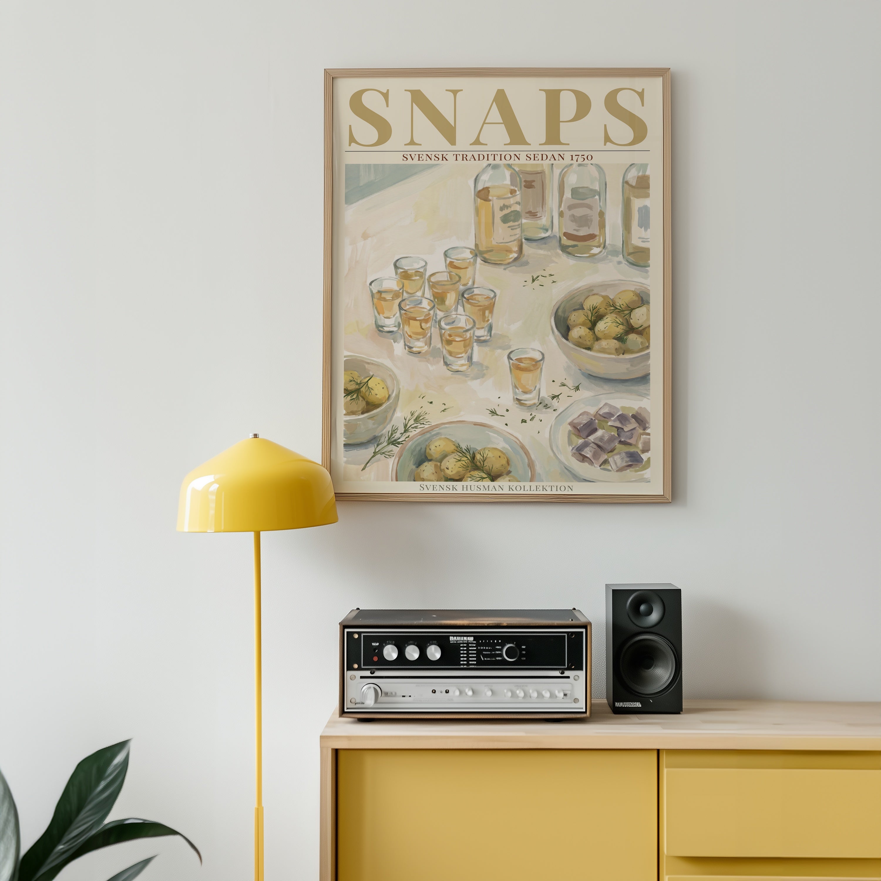 Snaps affisch i ljust minimalistiskt vardagsrum – köp enkelt hos Bozetto i hög kvalitet