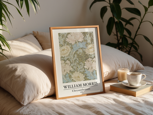 Storleksguide för William Morris Chrysanthemum – affisch från Bozetto i hög kvalitet