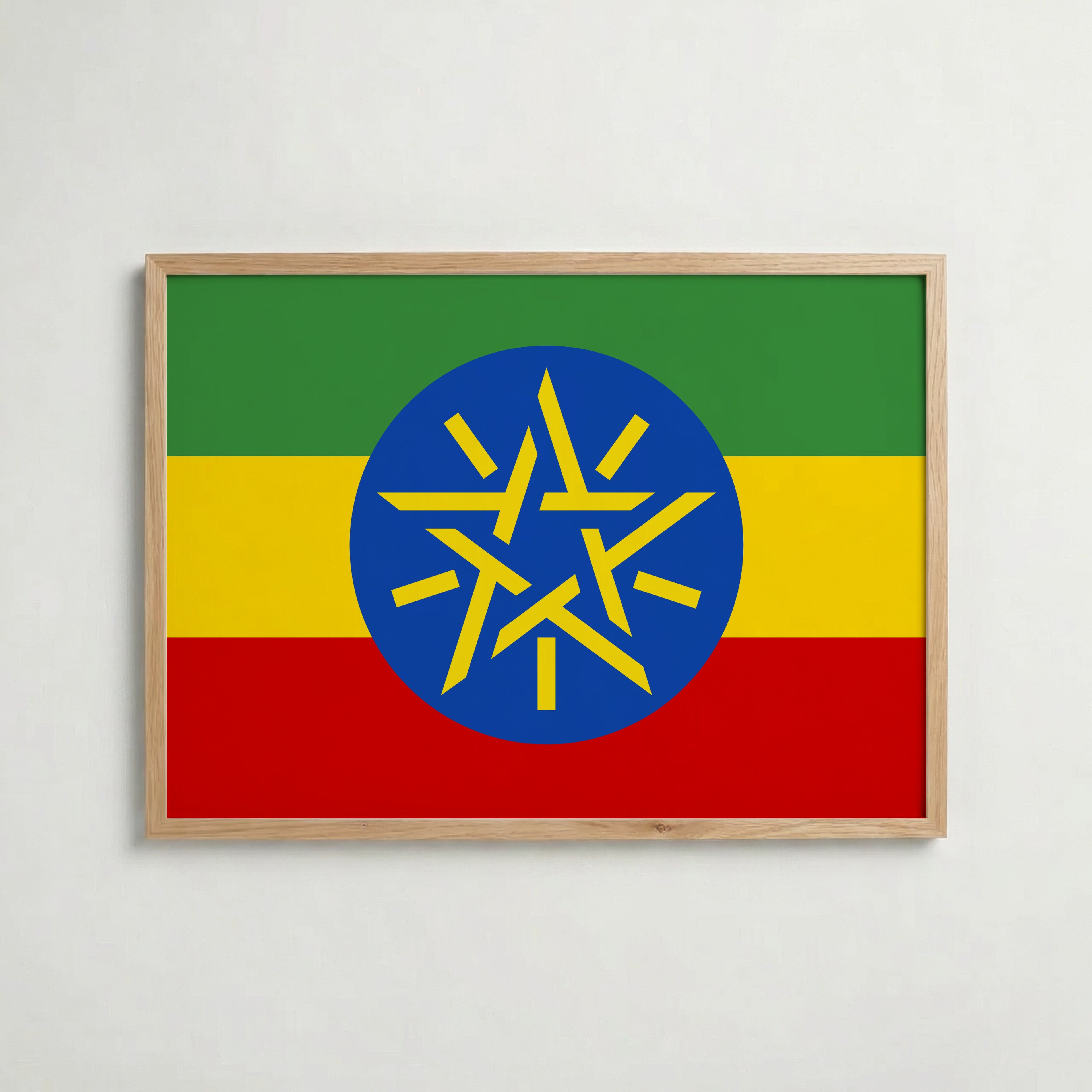 Ethiopia National Flag Poster i ekram – inramad konsttryck för stilren inredning hos Bozetto